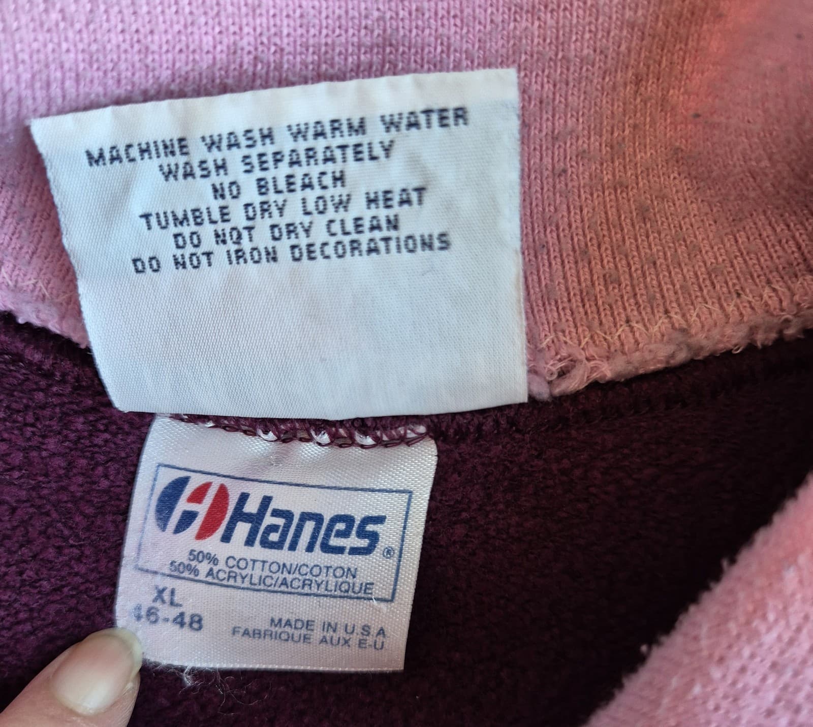 Vintage Morning Sun Floral USA Collar Neck Sweatshirt Fleece Lined Pink Red XL - Thumbnail 8