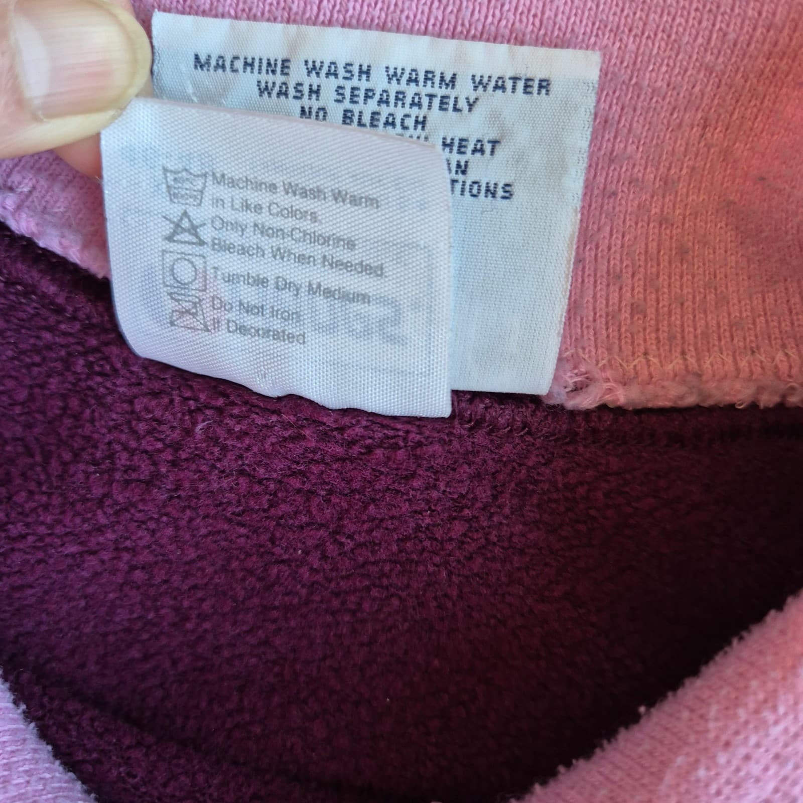 Vintage Morning Sun Floral USA Collar Neck Sweatshirt Fleece Lined Pink Red XL - Thumbnail 9