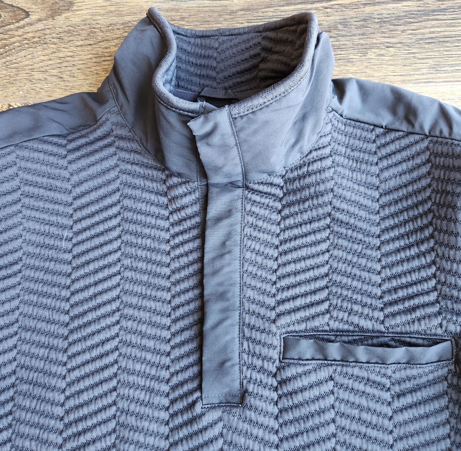 Helly Hansen Men's M Lillo Snap Sweater Pullover Chest-Pocket Quilted Knit Black - Thumbnail 5