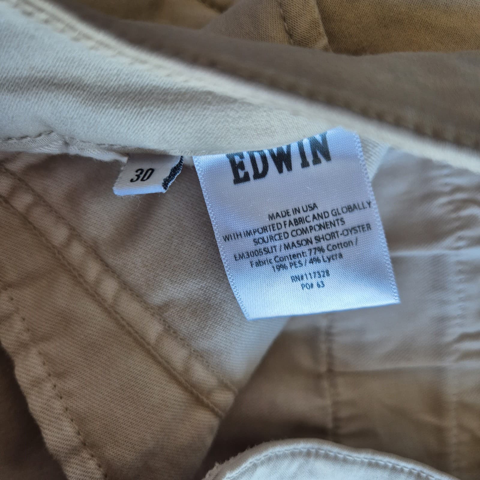 EDWIN Mason Oyster Slim Chino Shorts Stretch Cotton Blend Men's 30 Made in USA - Thumbnail 6