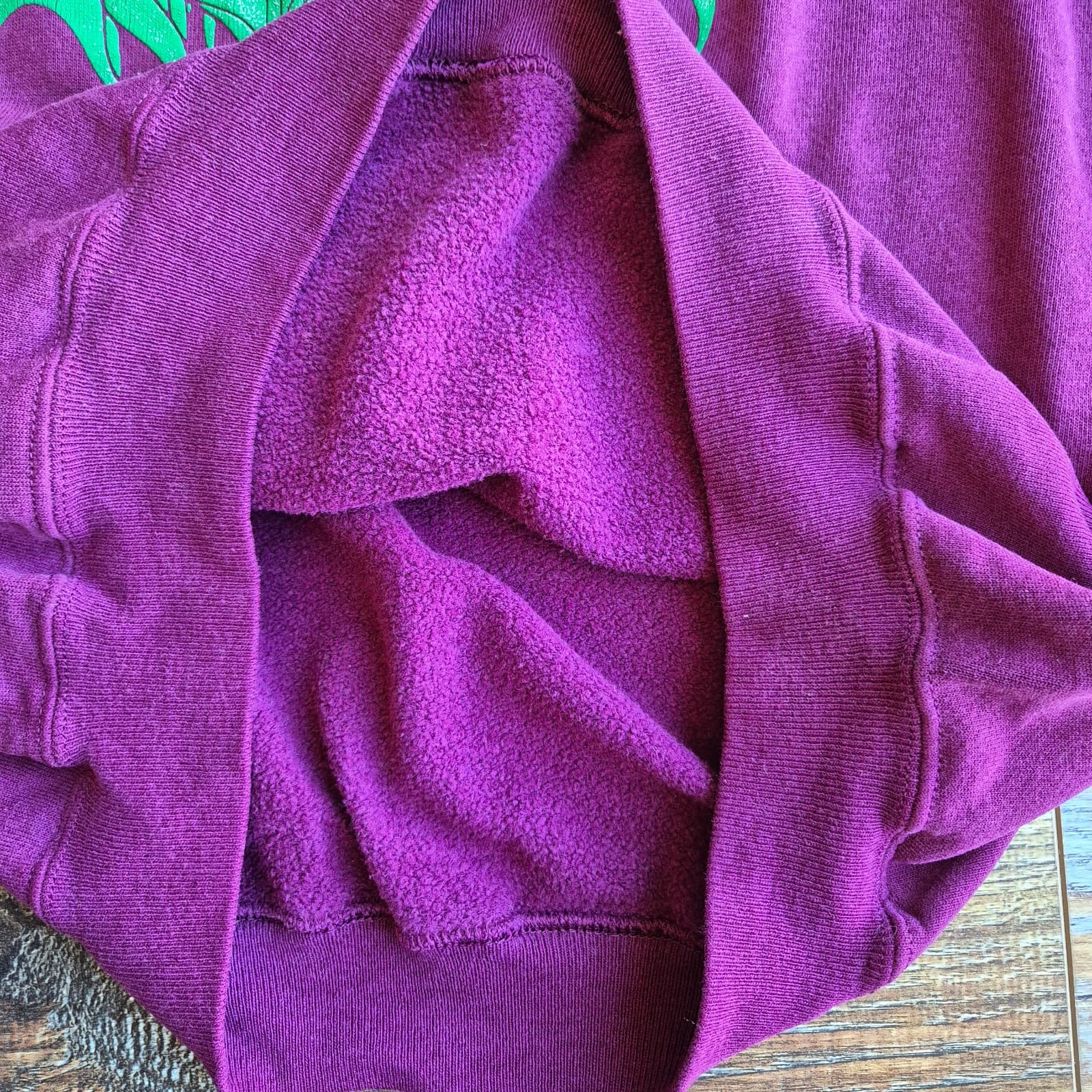 Vintage Morning Sun Floral USA Collar Neck Sweatshirt Fleece Lined Pink Red XL - Thumbnail 10