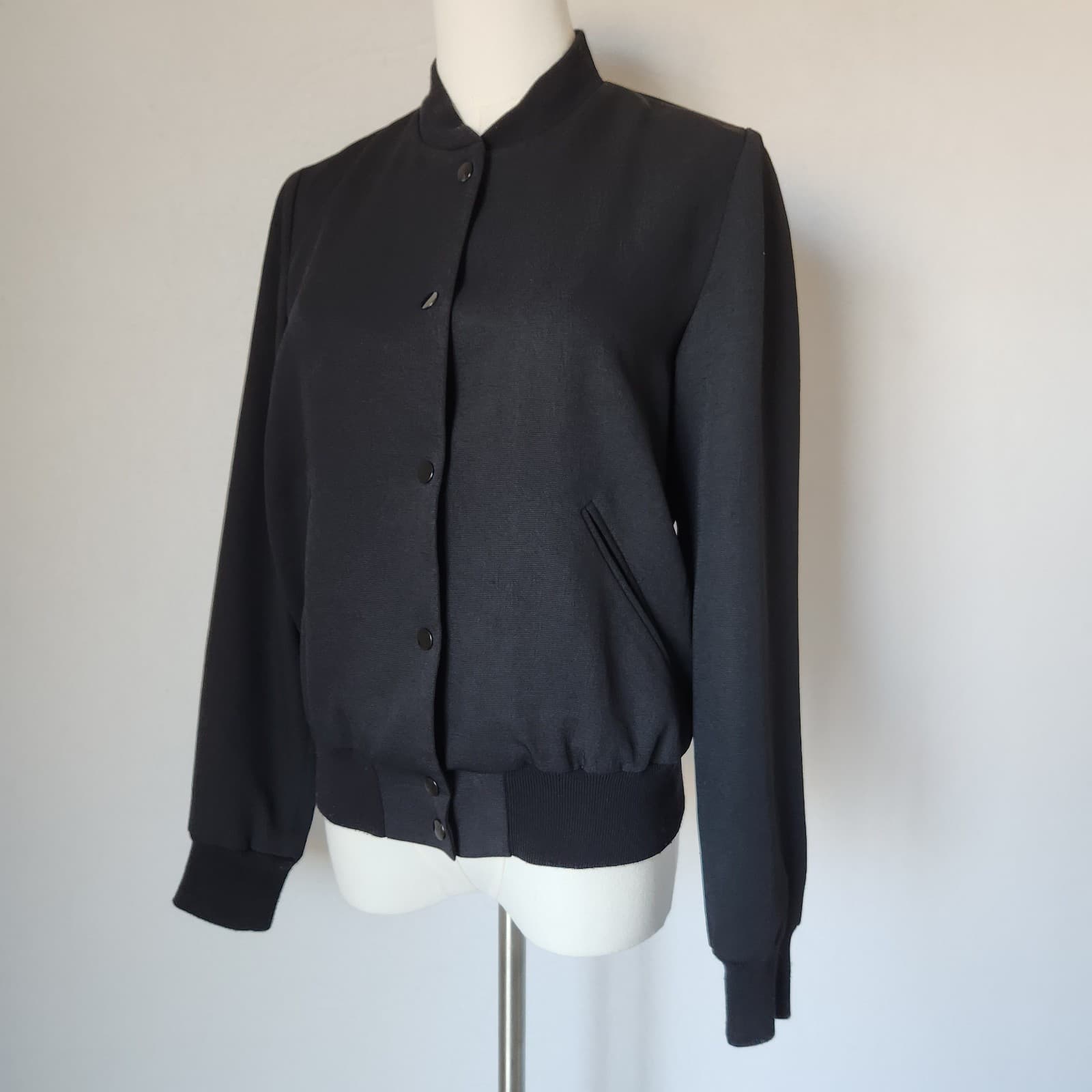 Wilfred ARITZIA Poussin Bomber Varsity Jacket Snap Pocket Black Women's S - Thumbnail 5