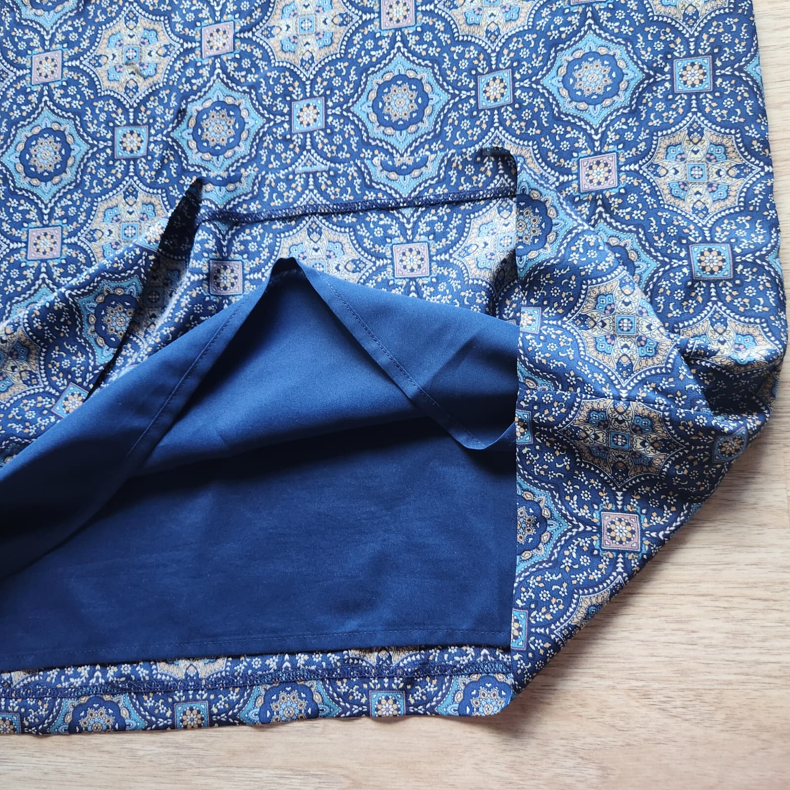 Garnet Hill 100% Silk Blue Medallion Tunic Shift Dress 3/4 Sleeve Lined Women 6 - Thumbnail 8
