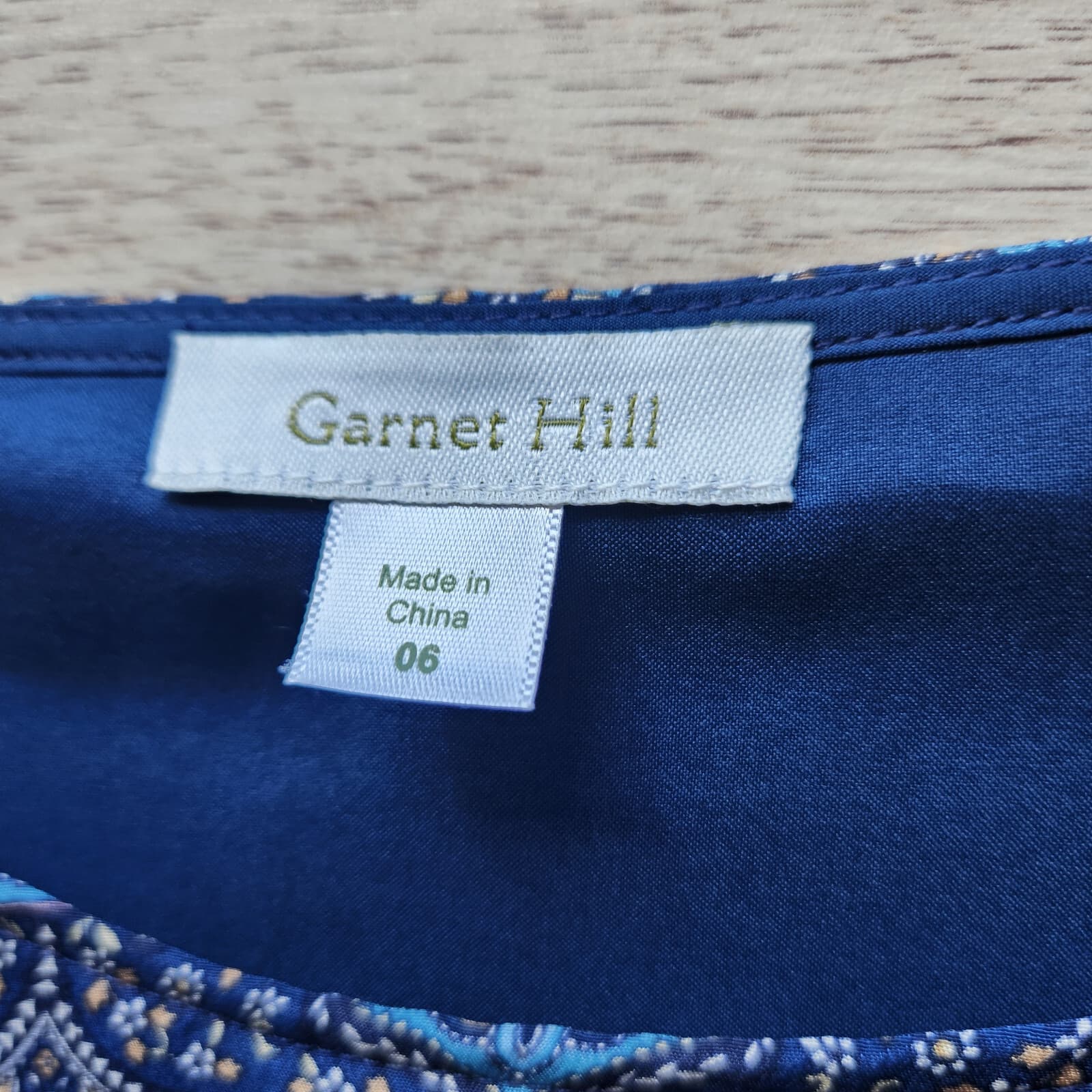 Garnet Hill 100% Silk Blue Medallion Tunic Shift Dress 3/4 Sleeve Lined Women 6 - Thumbnail 9