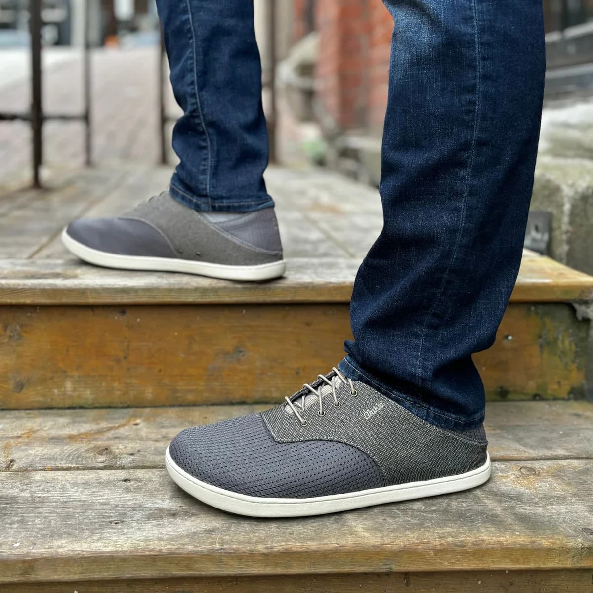 Olukai Nohea Moku Men’s US11 No Tie Boat Shoes Breathable Mesh Canvas Blue Grey - Thumbnail 3