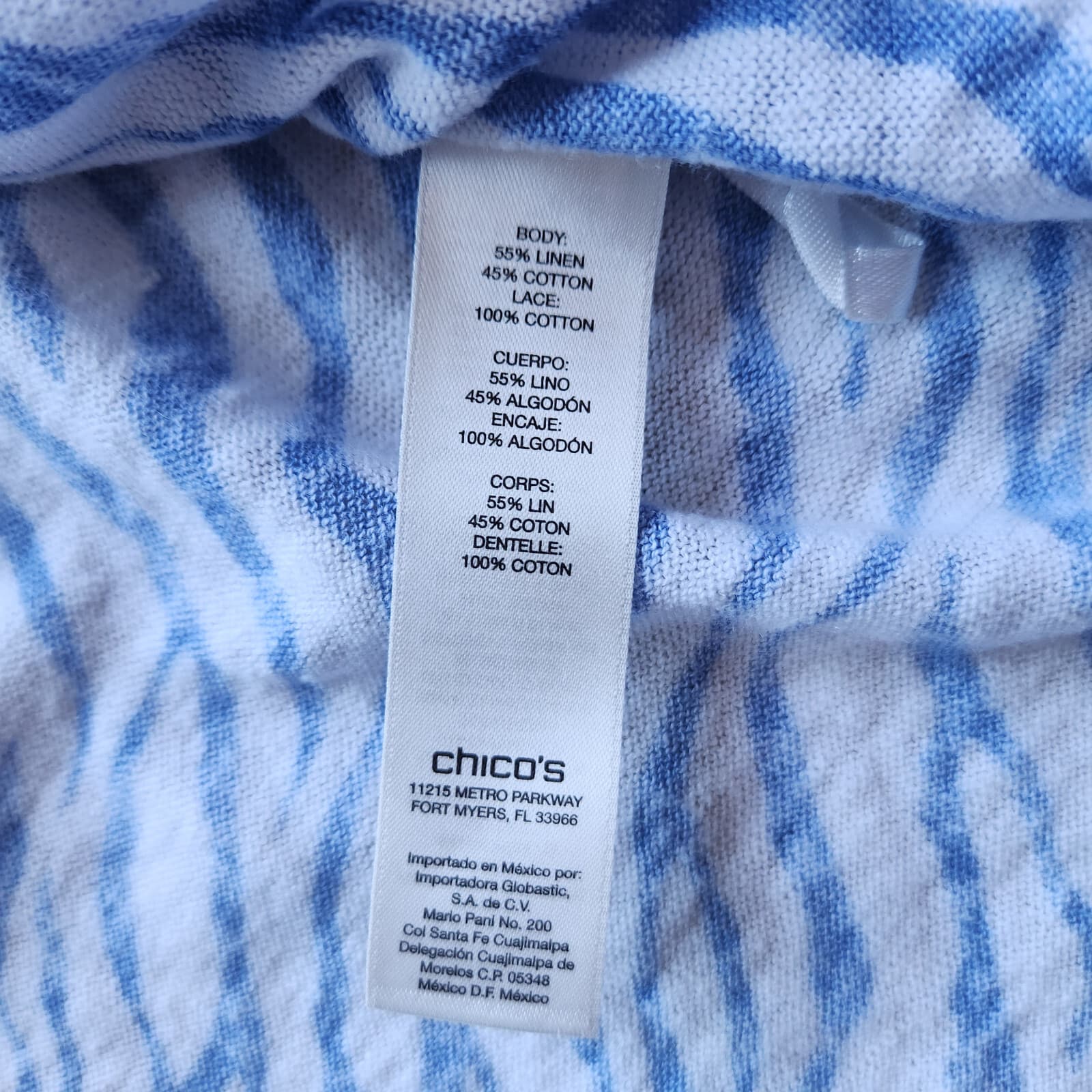 NWT Chico's Linen Blend Blue Zebra Delaney Open Cardigan Long Sleeve Size 3 (XL) - Thumbnail 9