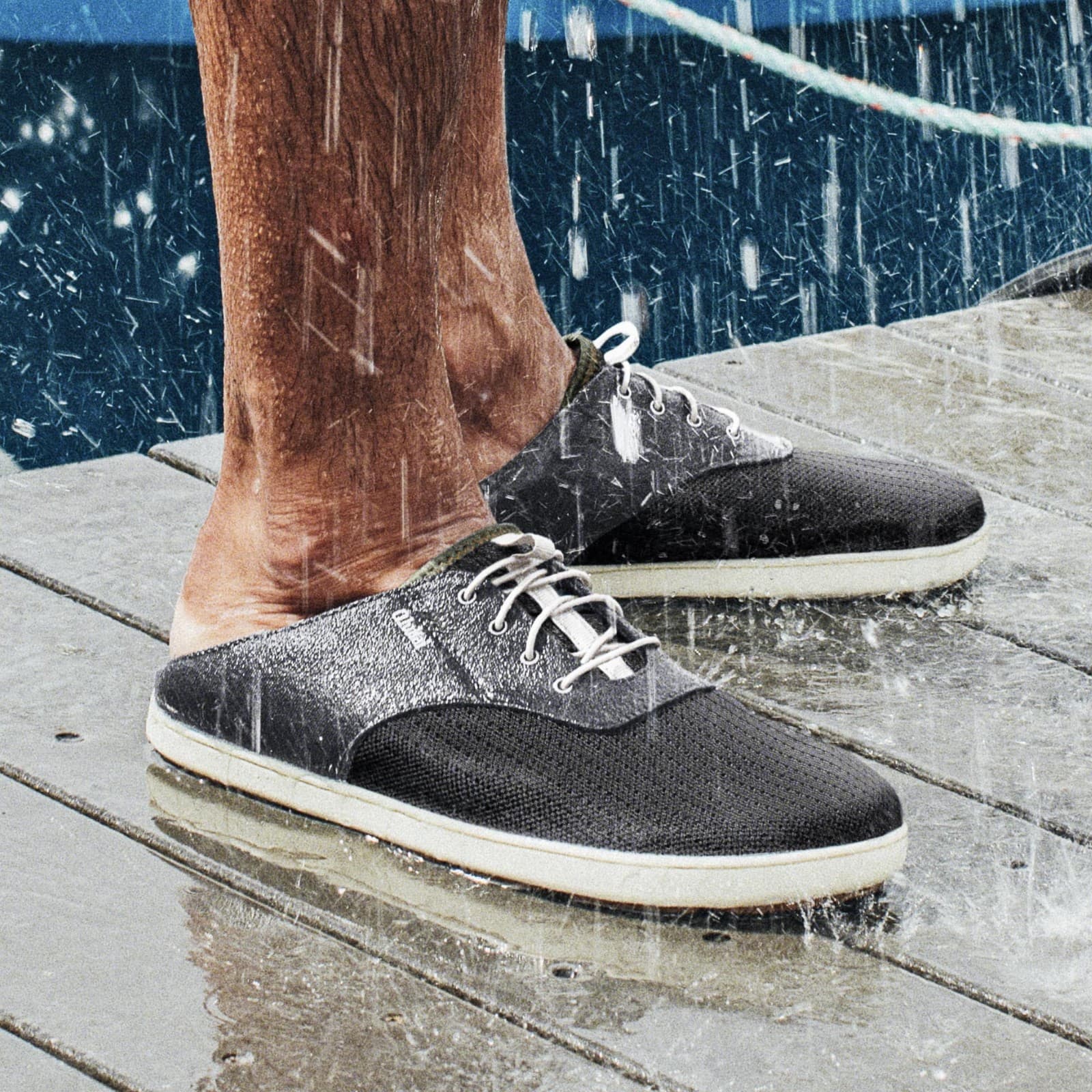Olukai Nohea Moku Men’s US11 No Tie Boat Shoes Breathable Mesh Canvas Blue Grey - Thumbnail 5