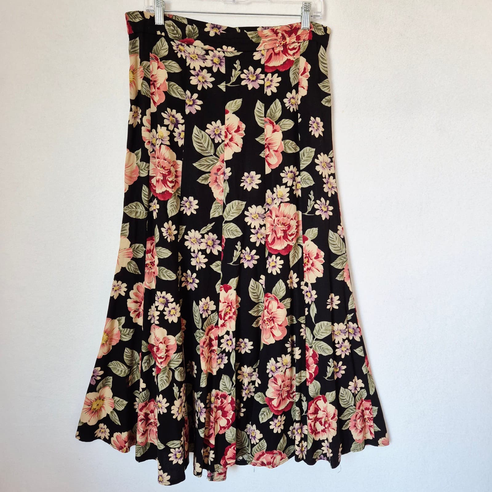 Vintage Compagnie Internationale Express USA Floral Button-Front Maxi Skirt Sz.M - Thumbnail 4