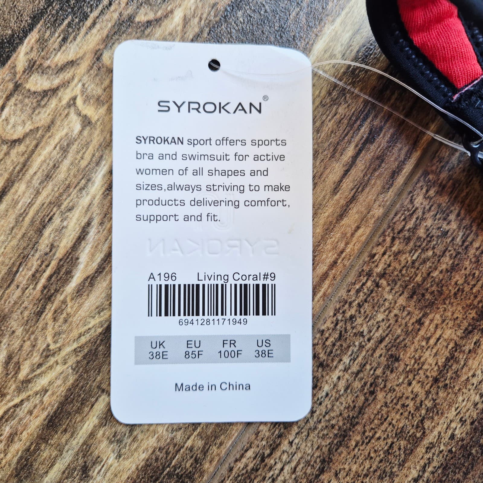 NWT SYROKAN Ultimate Run Sport Bra Wirefree Adjustable Living Coral Women's 38E - Thumbnail 9