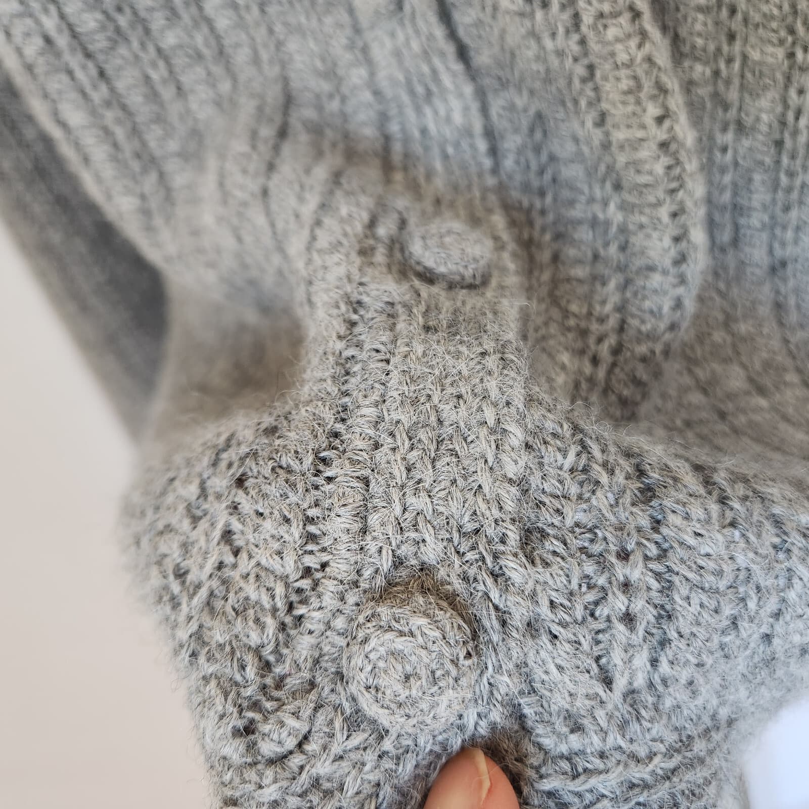 Vintage Peruvian Connection 100% Alpaca Ribbed Knit Cardigan Button Grey Sz.M - Thumbnail 5