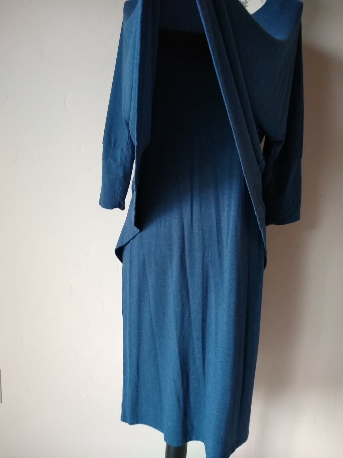 Soft Surroundings Perfect Layer Knit Sheath Dress 3/4 Sleeves Blue Sz.S - Thumbnail 4