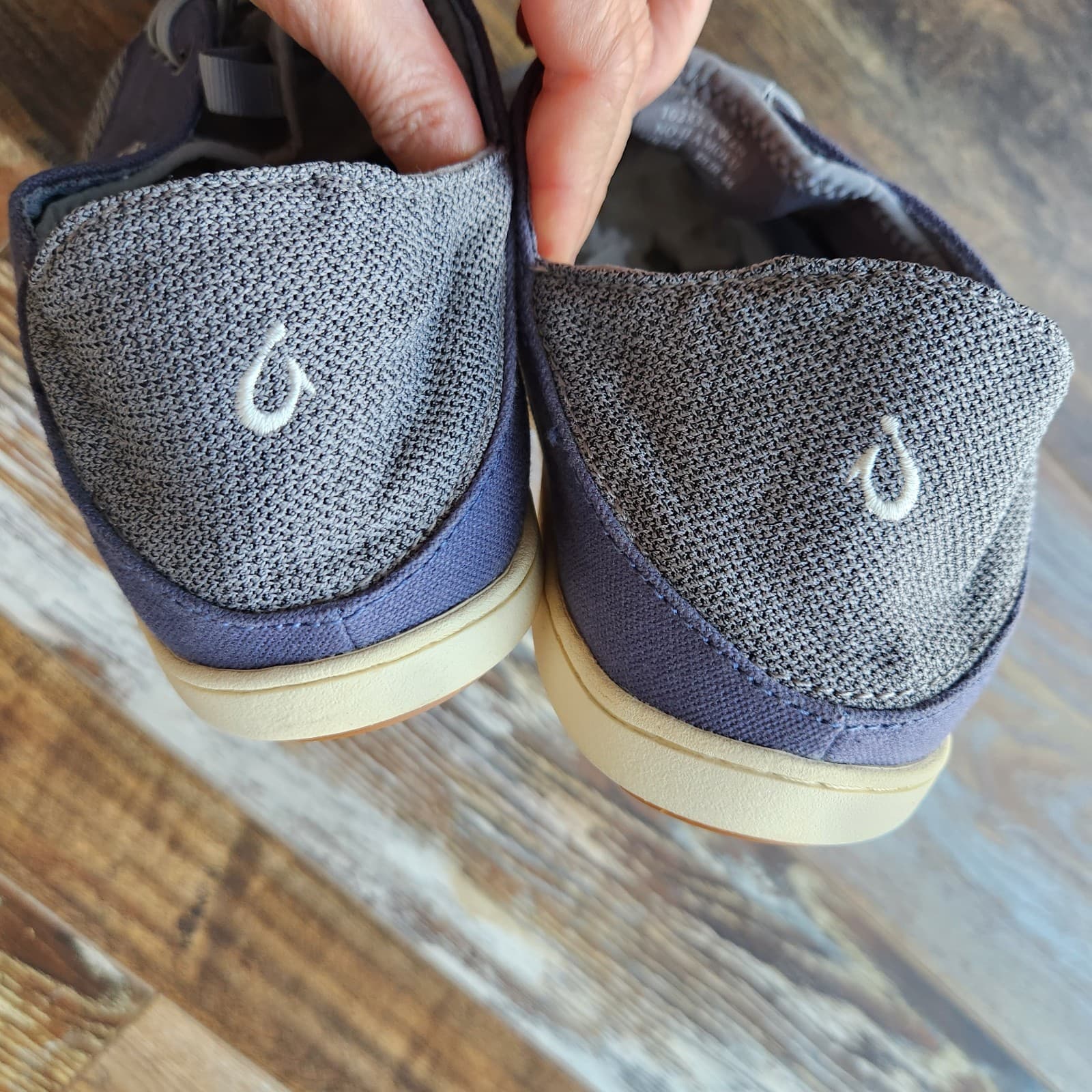 Olukai Nohea Moku Men’s US11 No Tie Boat Shoes Breathable Mesh Canvas Blue Grey - Thumbnail 12