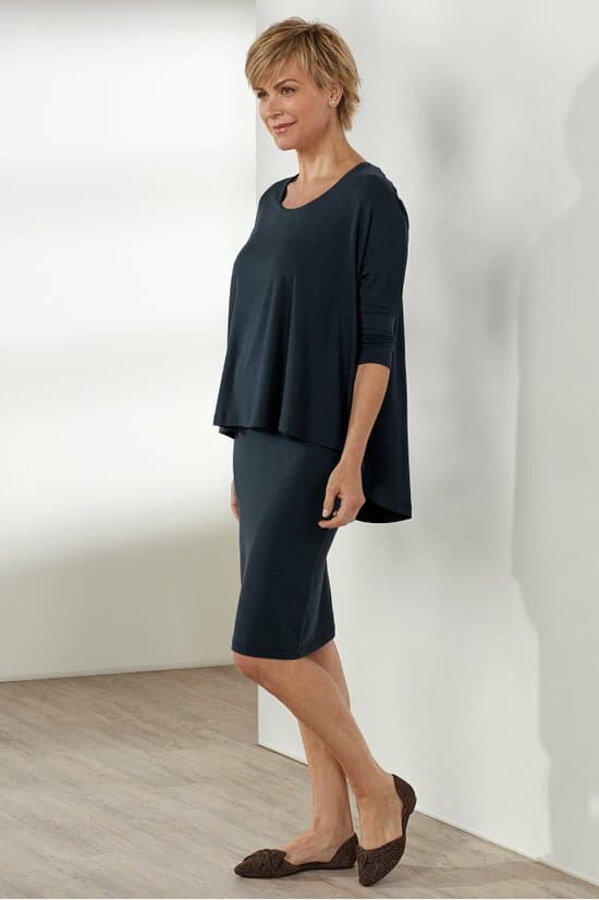 Soft Surroundings Perfect Layer Knit Sheath Dress 3/4 Sleeves Blue Sz.S - Thumbnail 3