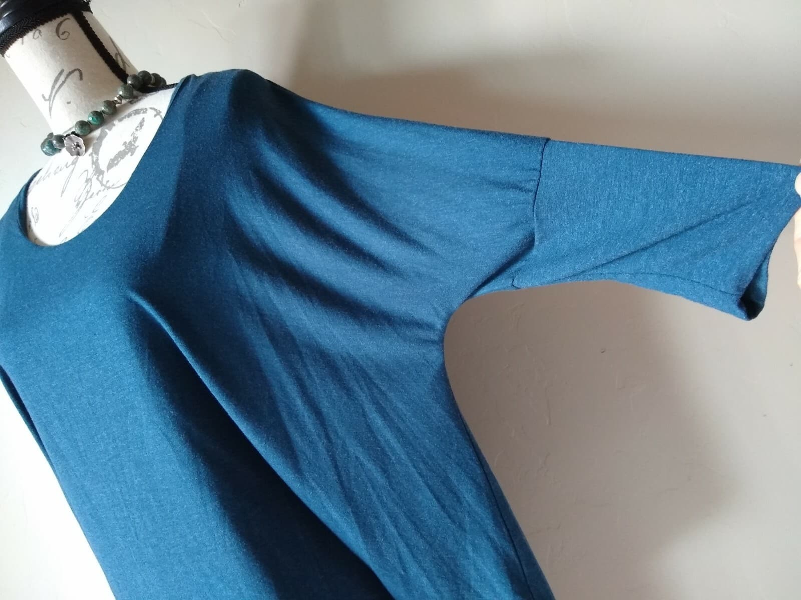 Soft Surroundings Perfect Layer Knit Sheath Dress 3/4 Sleeves Blue Sz.S - Thumbnail 5