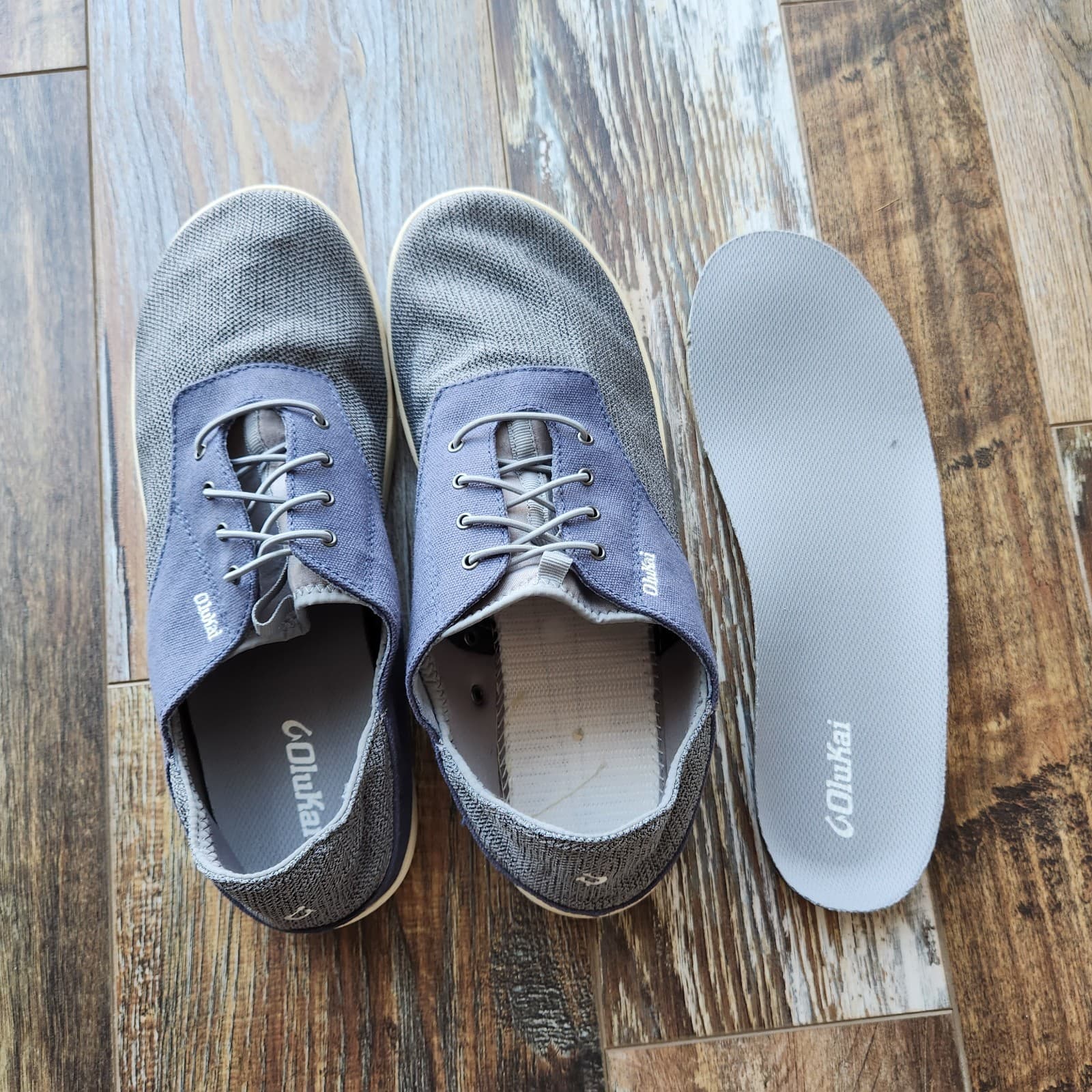Olukai Nohea Moku Men’s US11 No Tie Boat Shoes Breathable Mesh Canvas Blue Grey - Thumbnail 14