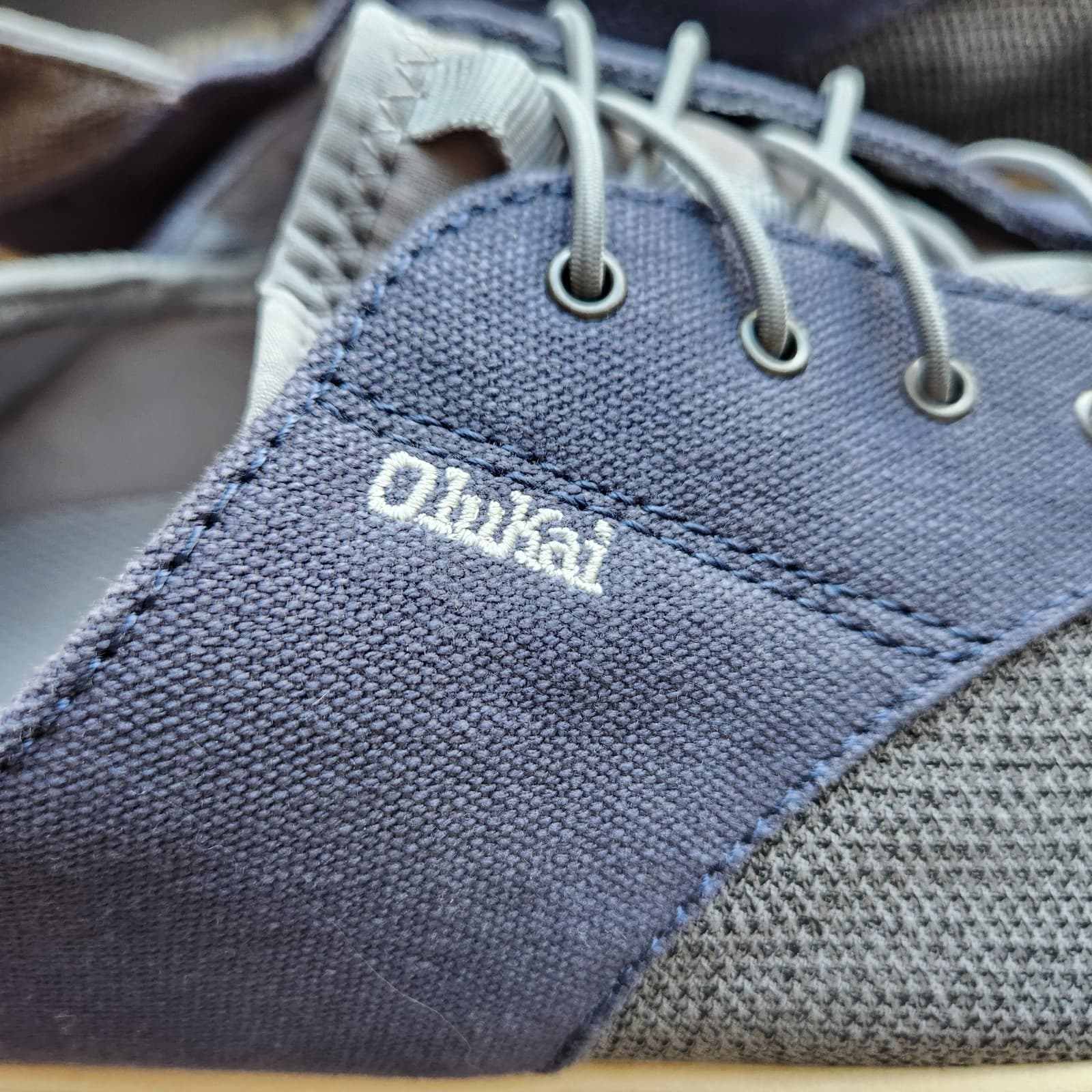 Olukai Nohea Moku Men’s US11 No Tie Boat Shoes Breathable Mesh Canvas Blue Grey - Thumbnail 10