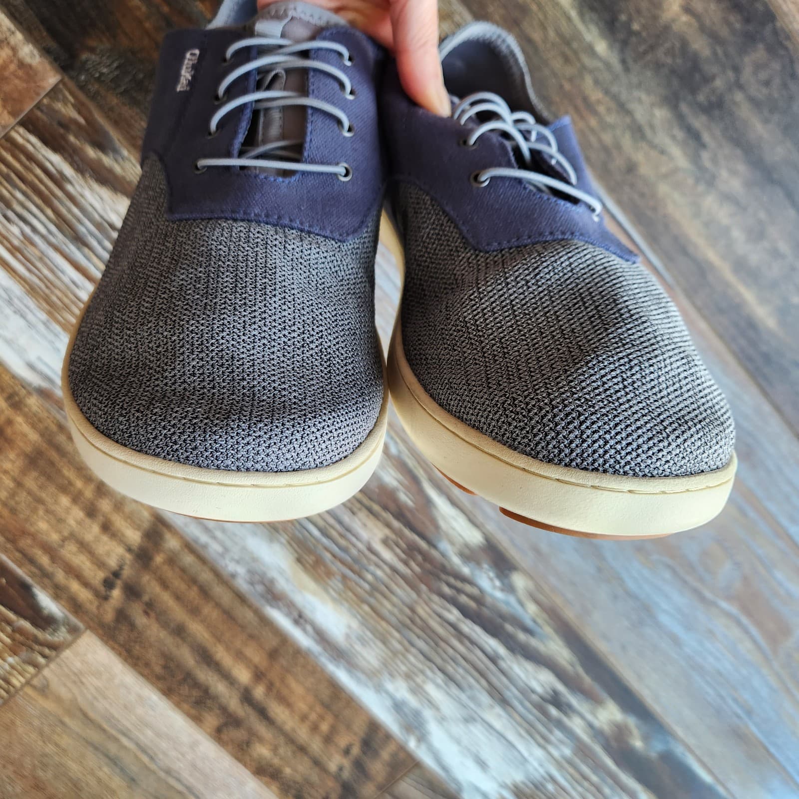 Olukai Nohea Moku Men’s US11 No Tie Boat Shoes Breathable Mesh Canvas Blue Grey - Thumbnail 11