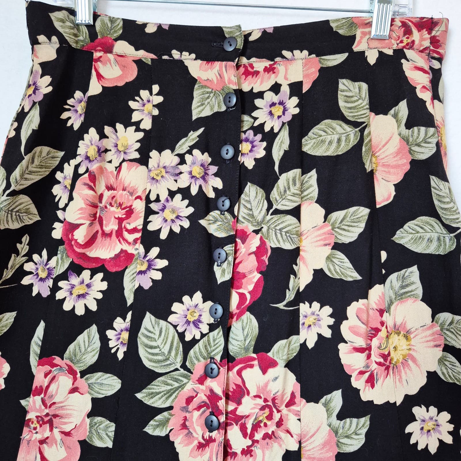 Vintage Compagnie Internationale Express USA Floral Button-Front Maxi Skirt Sz.M - Thumbnail 3
