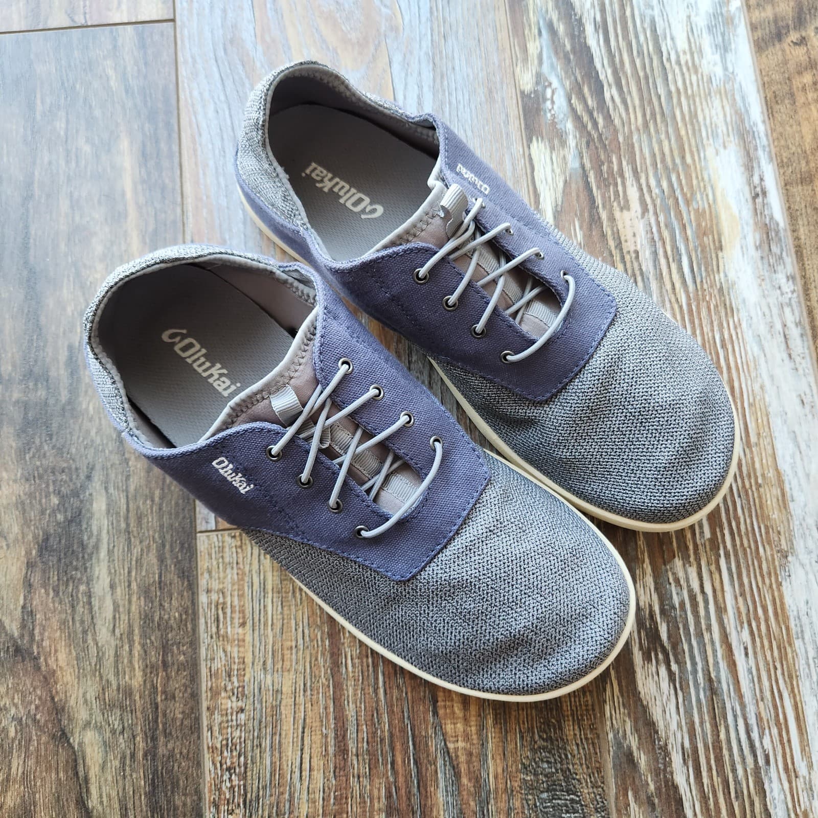 Olukai Nohea Moku Men’s US11 No Tie Boat Shoes Breathable Mesh Canvas Blue Grey - Thumbnail 4