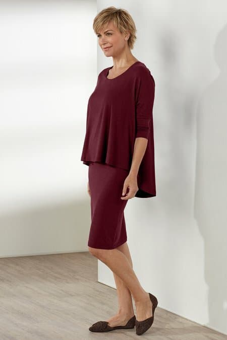Soft Surroundings Perfect Layer Knit Sheath Dress 3/4 Sleeves Blue Sz.S