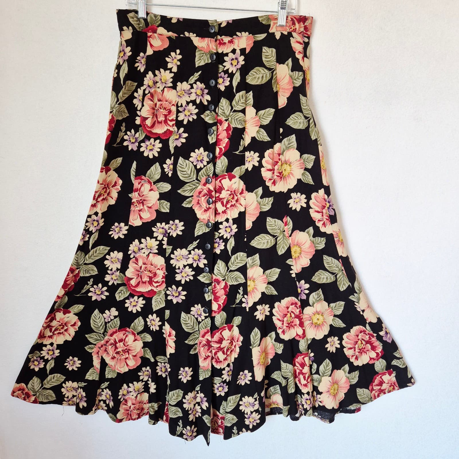 Vintage Compagnie Internationale Express USA Floral Button-Front Maxi Skirt Sz.M - Thumbnail 2
