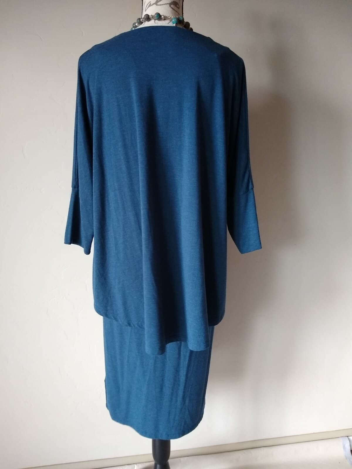 Soft Surroundings Perfect Layer Knit Sheath Dress 3/4 Sleeves Blue Sz.S - Thumbnail 6