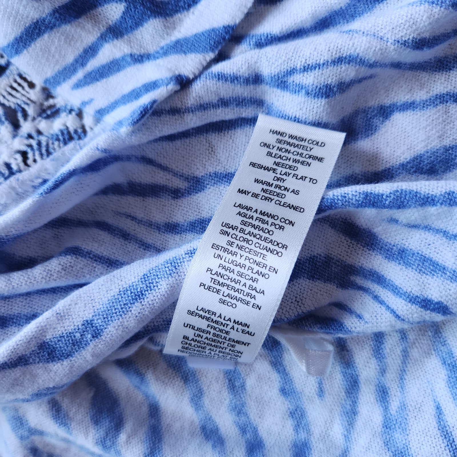 NWT Chico's Linen Blend Blue Zebra Delaney Open Cardigan Long Sleeve Size 3 (XL) - Thumbnail 10