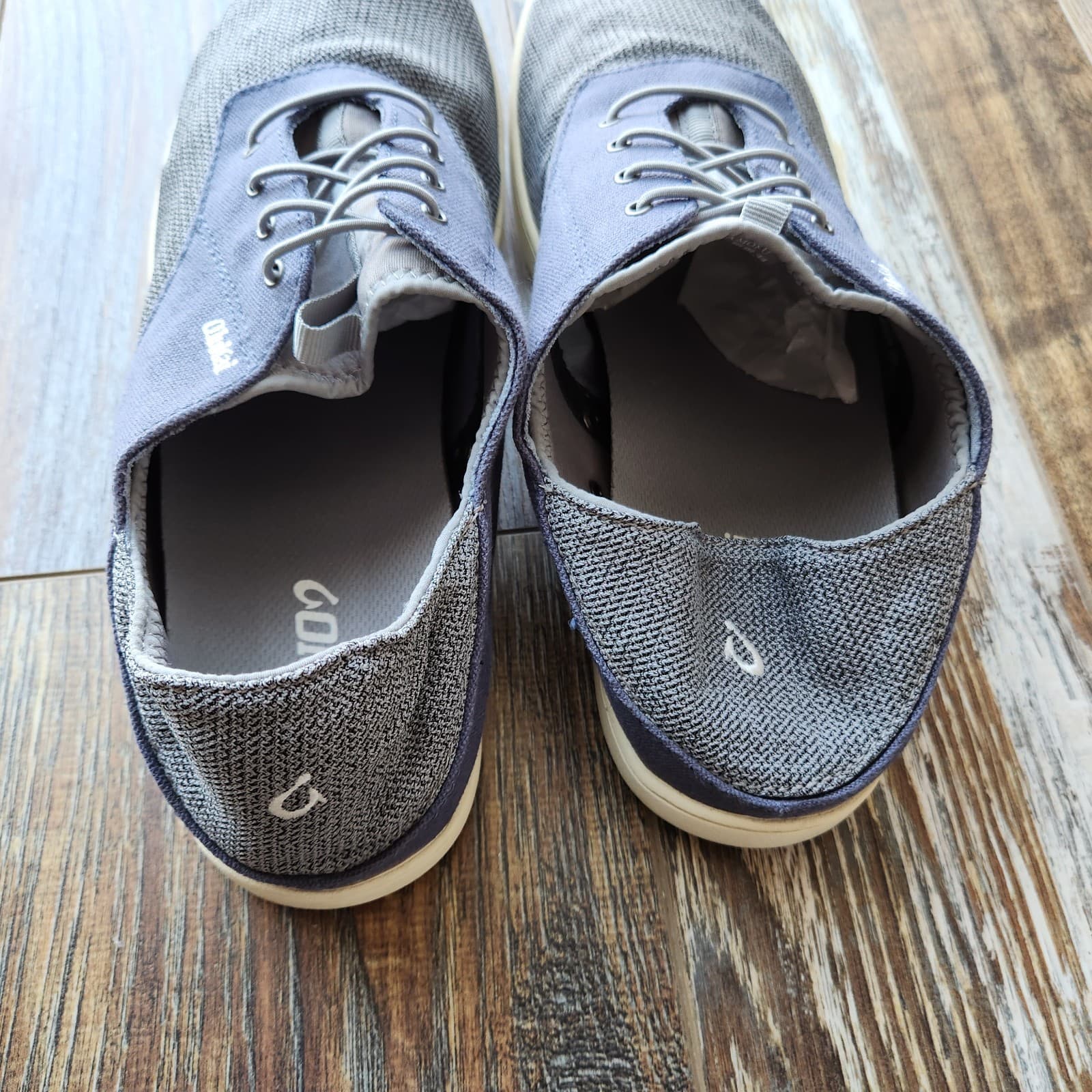 Olukai Nohea Moku Men’s US11 No Tie Boat Shoes Breathable Mesh Canvas Blue Grey - Thumbnail 13