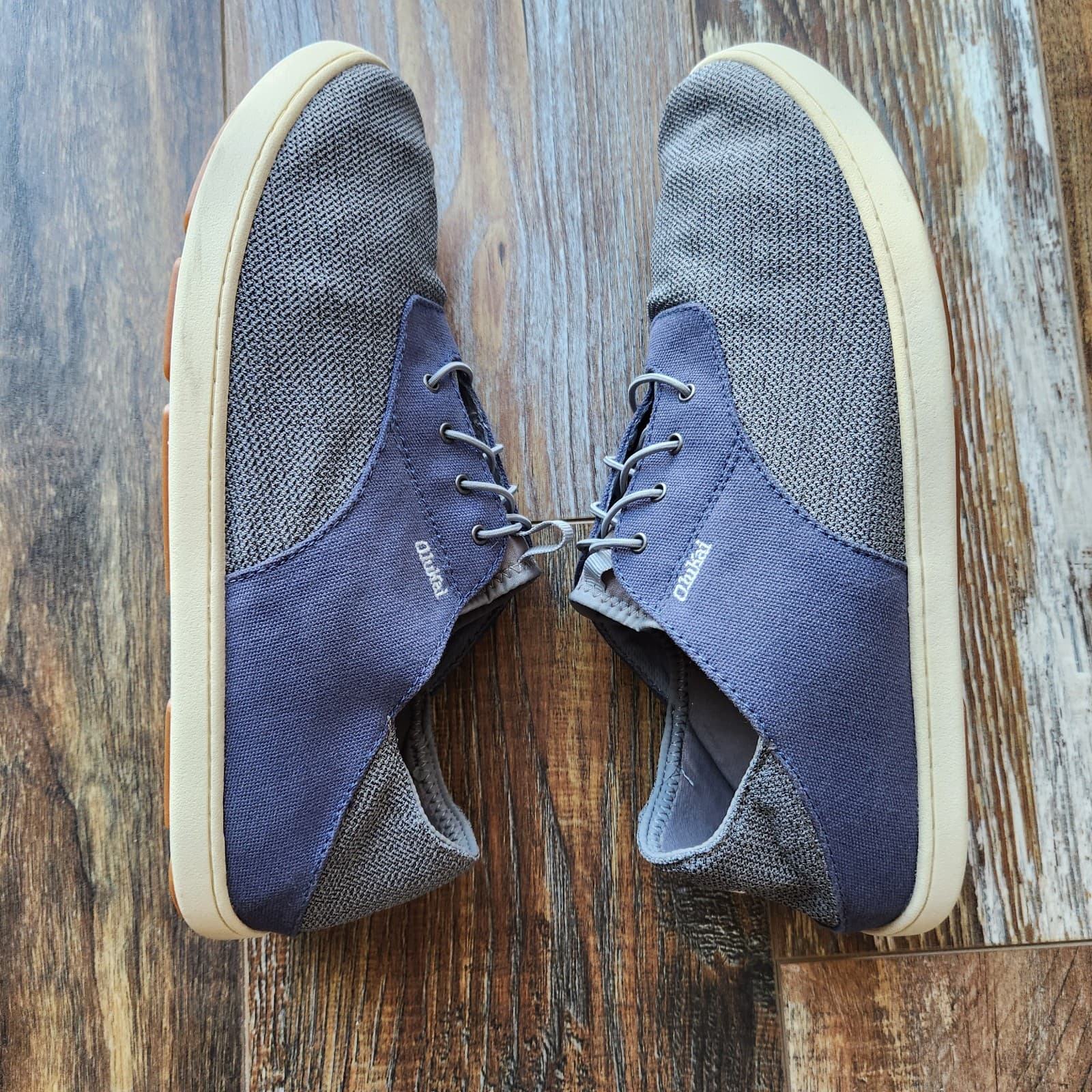 Olukai Nohea Moku Men’s US11 No Tie Boat Shoes Breathable Mesh Canvas Blue Grey - Thumbnail 7