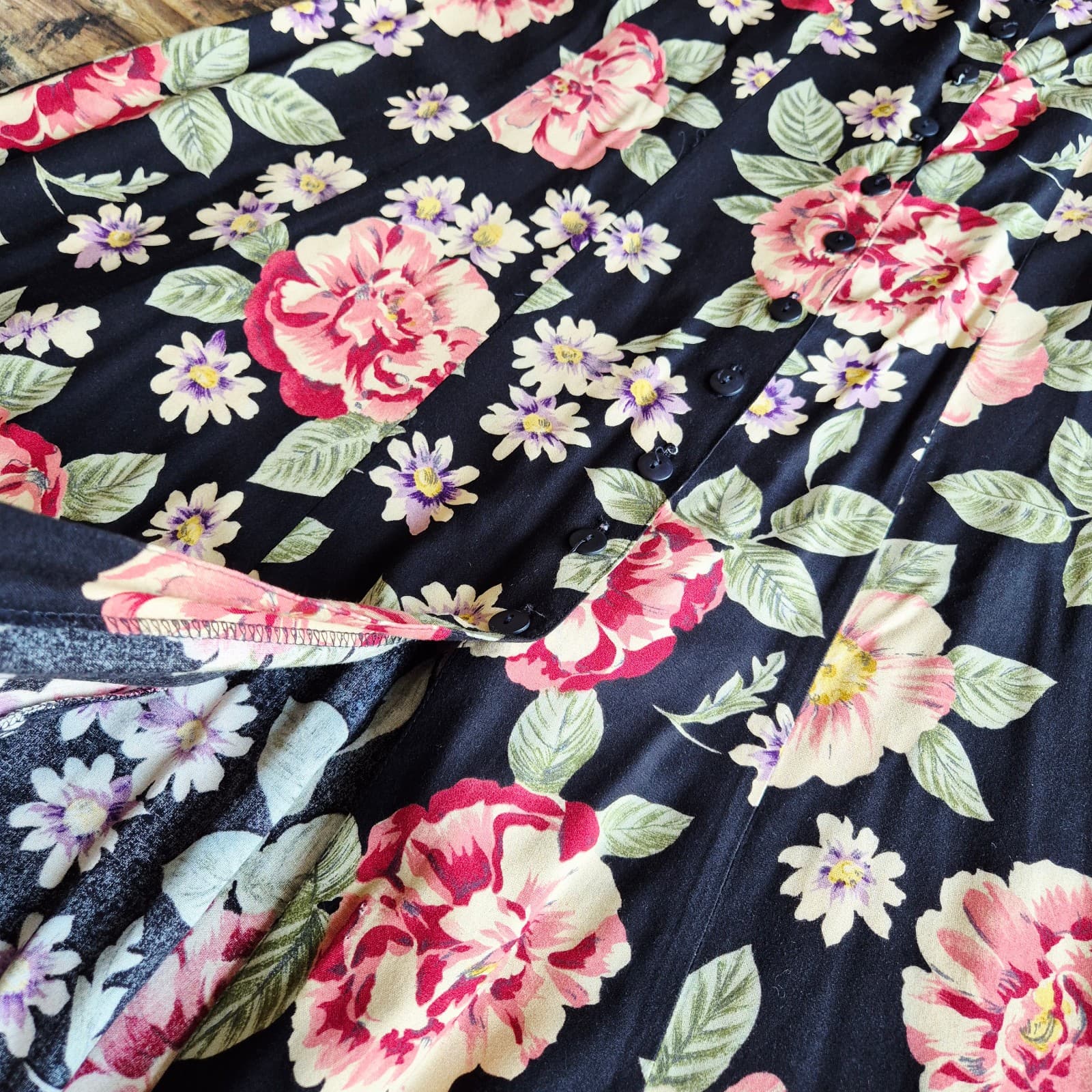 Vintage Compagnie Internationale Express USA Floral Button-Front Maxi Skirt Sz.M - Thumbnail 5