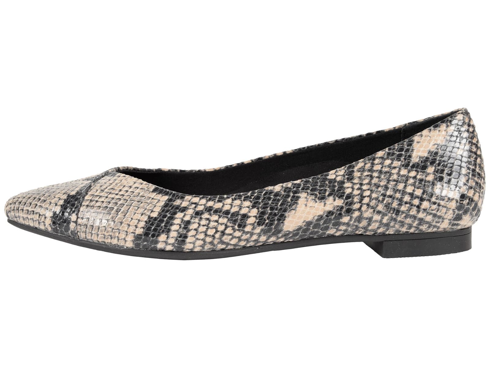 EUC VIONIC Gem Caballo Snakeskin Leather Ballet Flats Slip-On Black Beige US8 - Thumbnail 2