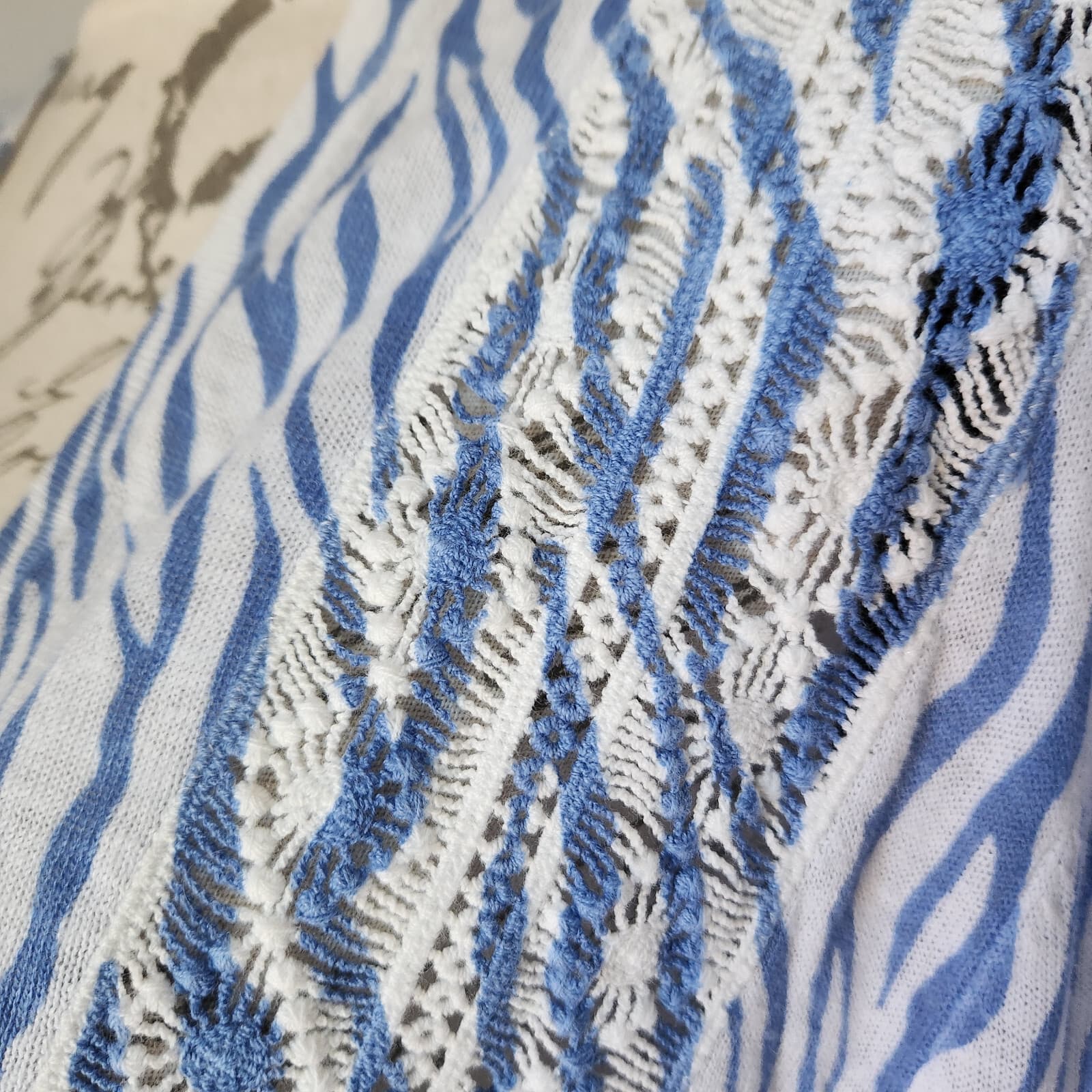 NWT Chico's Linen Blend Blue Zebra Delaney Open Cardigan Long Sleeve Size 3 (XL) - Thumbnail 3