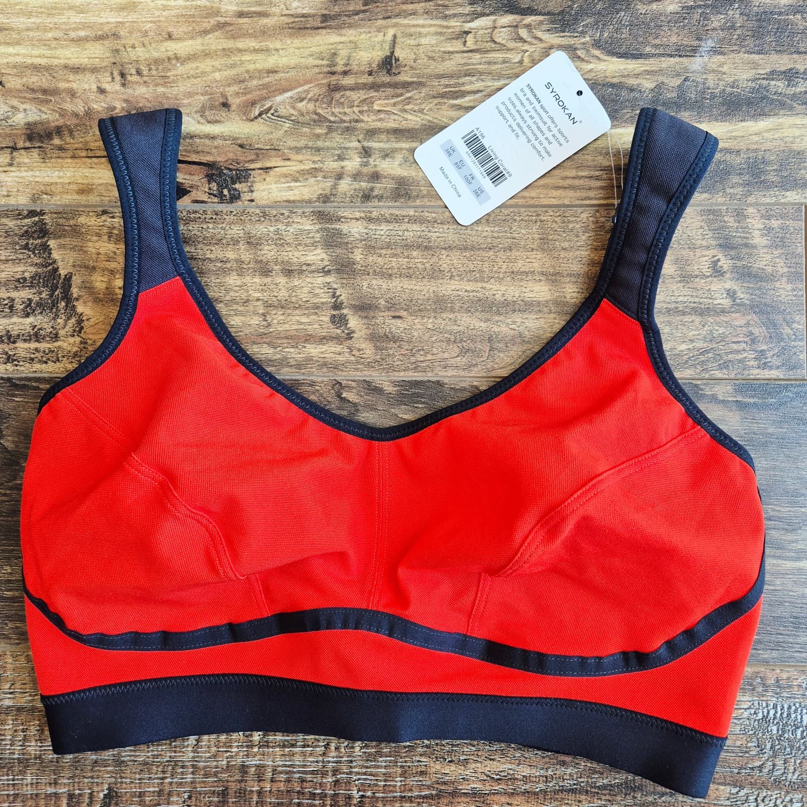 NWT SYROKAN Ultimate Run Sport Bra Wirefree Adjustable Living Coral Women's 38E - Thumbnail 4