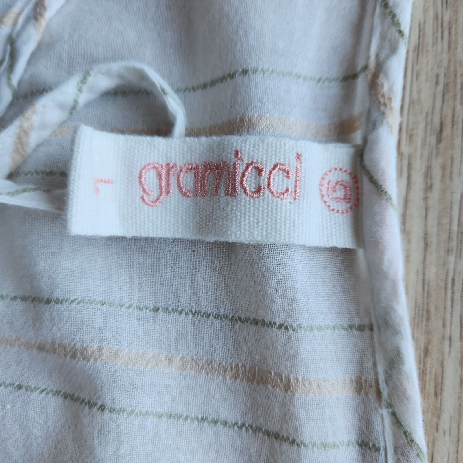 Gramicci Women's L Embroidered Top Button Long Sleeve Cotton White Striped - Thumbnail 8