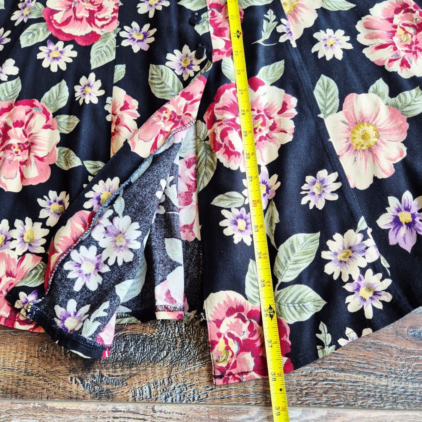 Vintage Compagnie Internationale Express USA Floral Button-Front Maxi Skirt Sz.M - Thumbnail 10