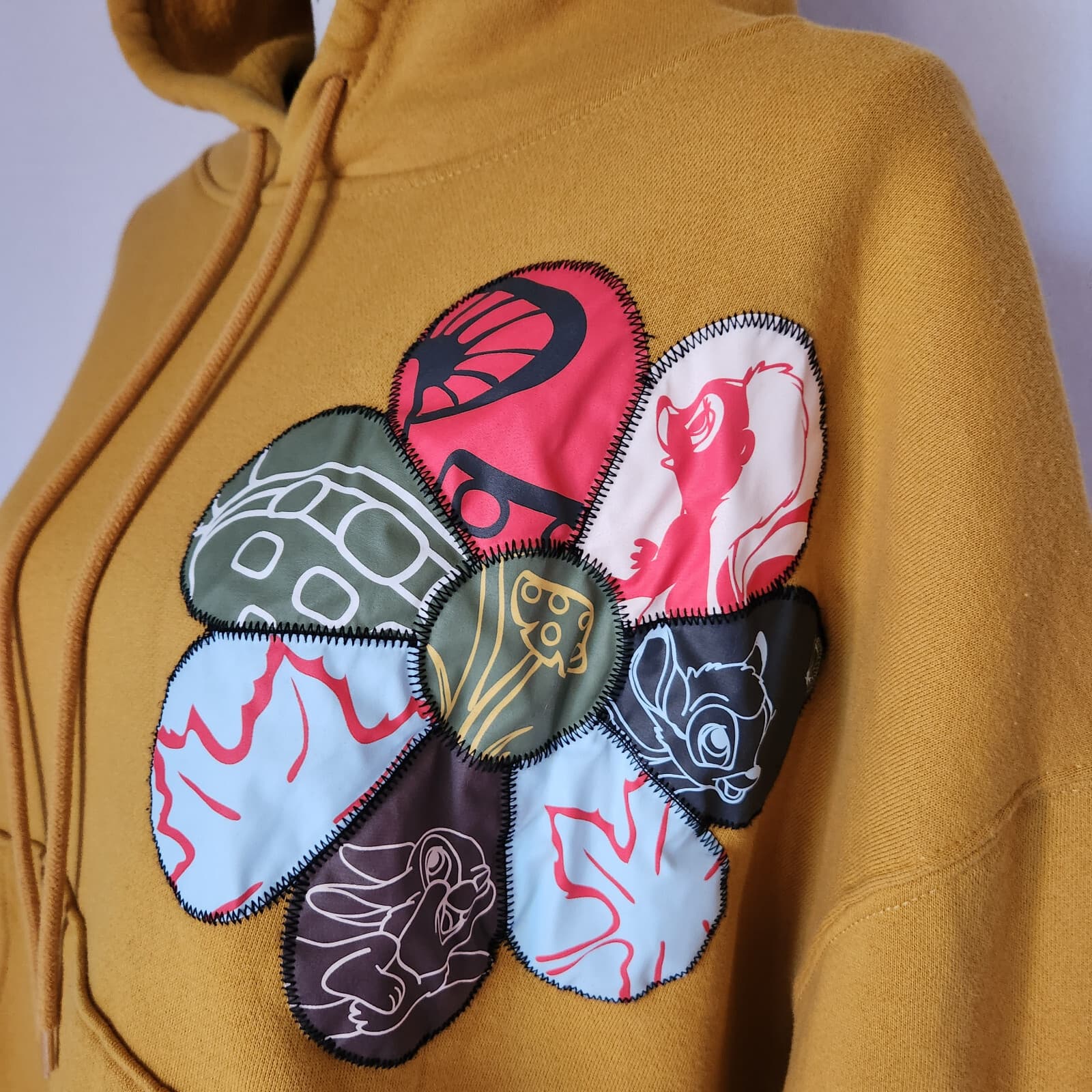 EUC Disney Parks Bambi Hoodie Pullover Sweatshirt Pocket Cotton Yellow Women 3X - Thumbnail 4