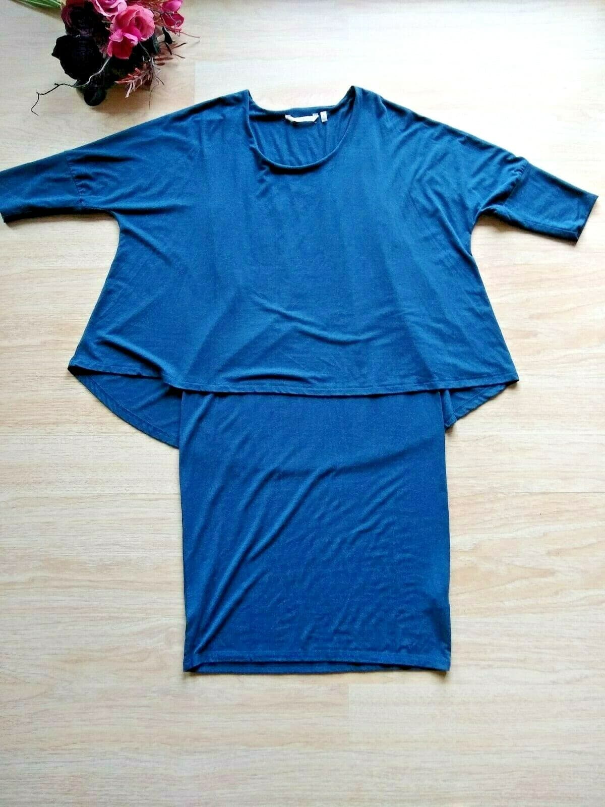 Soft Surroundings Perfect Layer Knit Sheath Dress 3/4 Sleeves Blue Sz.S - Thumbnail 7