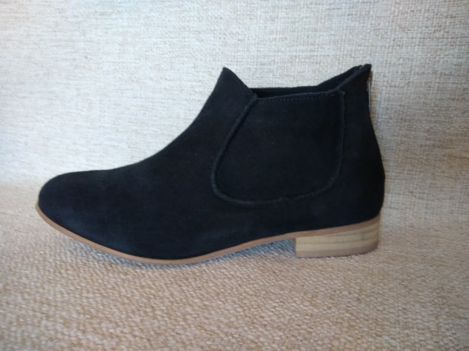 STEVE MADDEN Women Black Suede Ankle Boots Back-Zipper US8 - Thumbnail 2