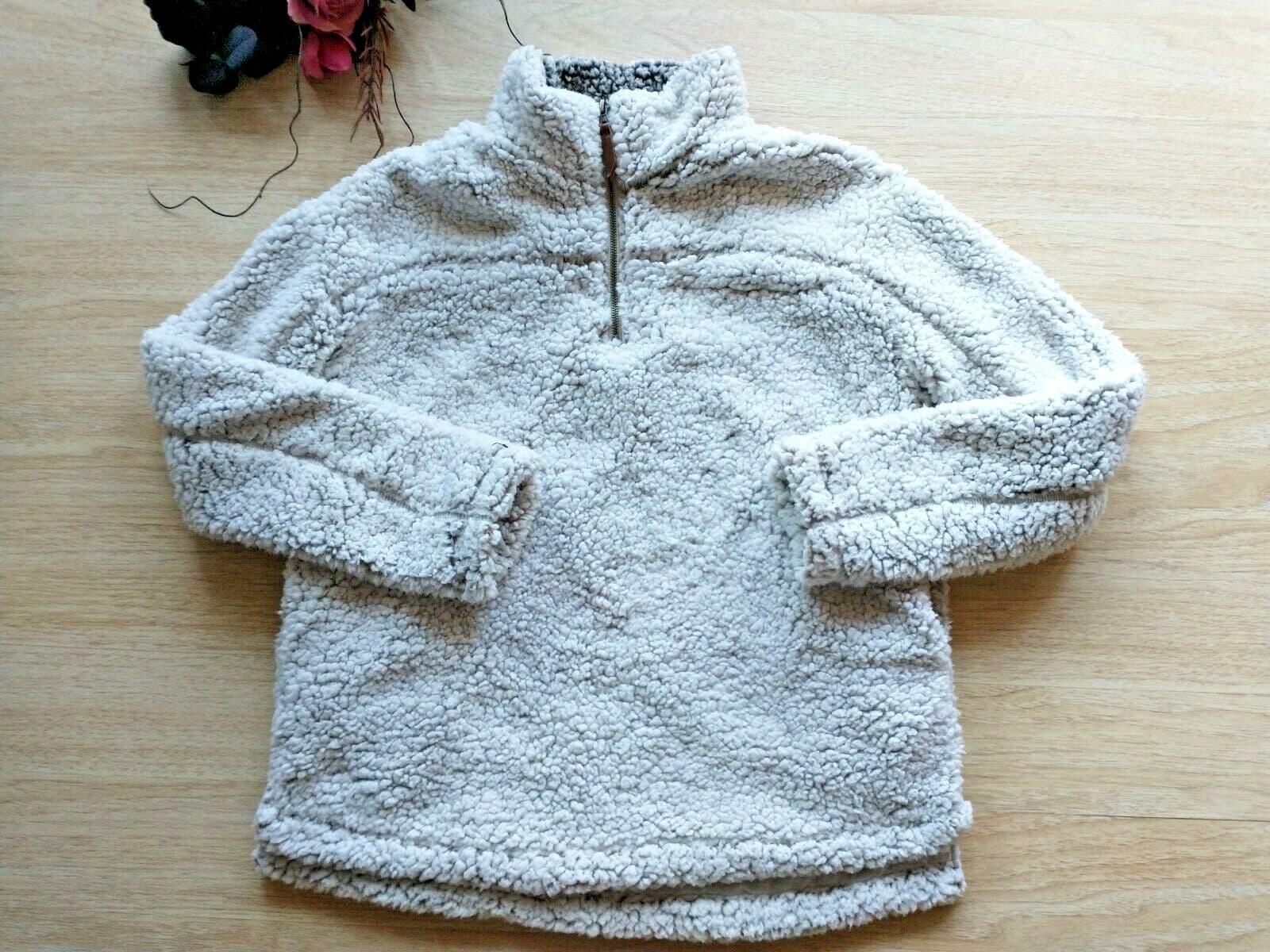THREAD & SUPPLY Women Sherpa Fleece Pullover Sweater Jacket 1/4 Zip Ivory Sz.S - Thumbnail 4