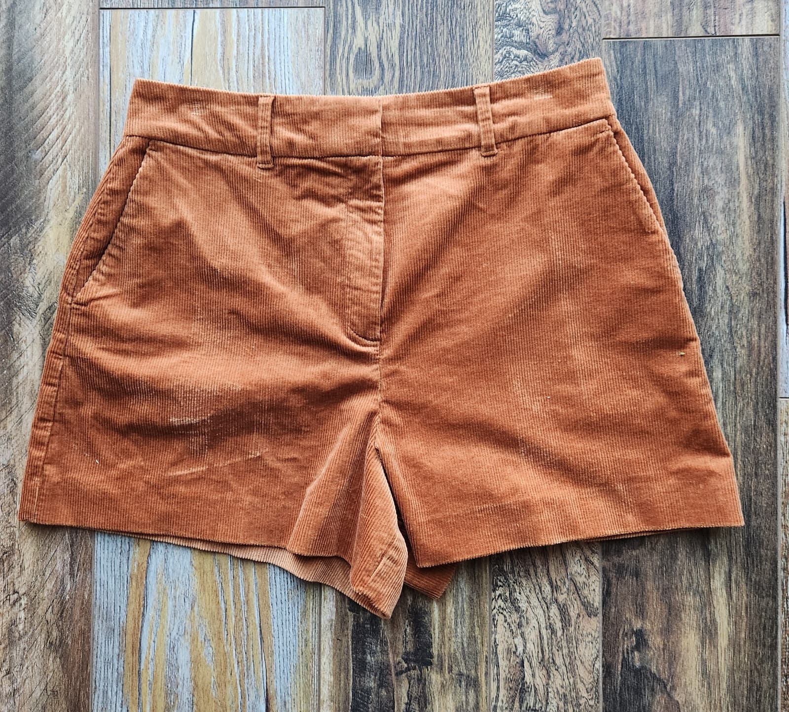 Boden Corduroy High Waist Short Zip Pocket Stretch Cotton Blend Brown Women's 8