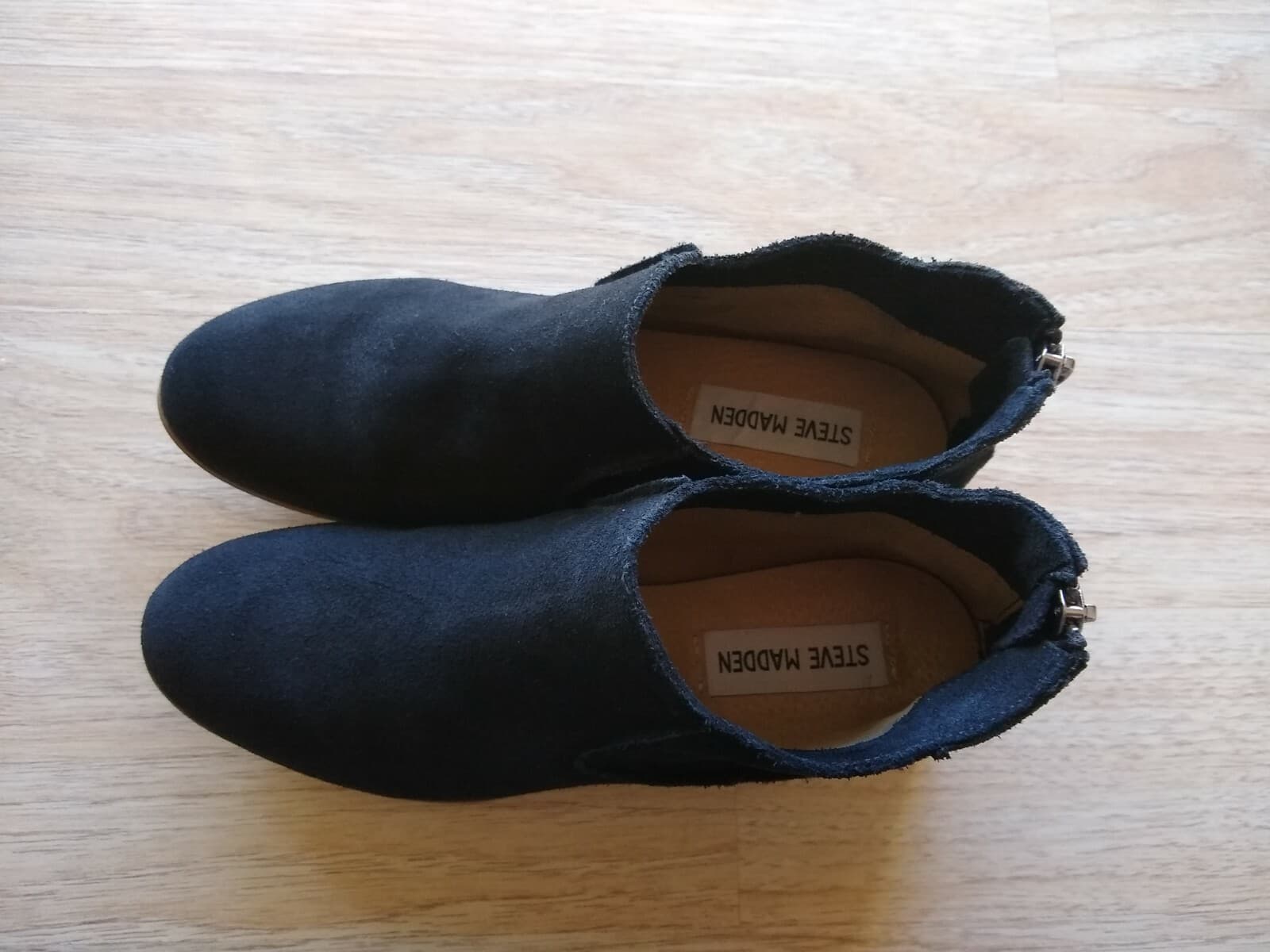 STEVE MADDEN Women Black Suede Ankle Boots Back-Zipper US8 - Thumbnail 5