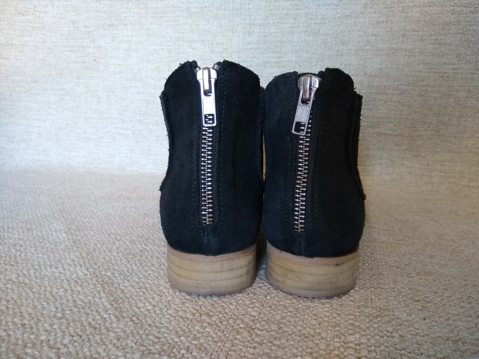 STEVE MADDEN Women Black Suede Ankle Boots Back-Zipper US8 - Thumbnail 4