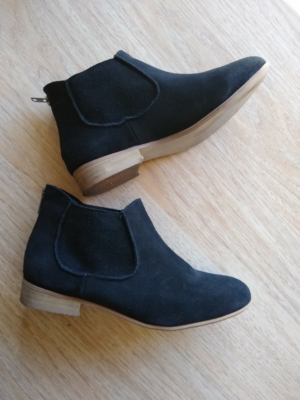 STEVE MADDEN Women Black Suede Ankle Boots Back-Zipper US8 - Thumbnail 10