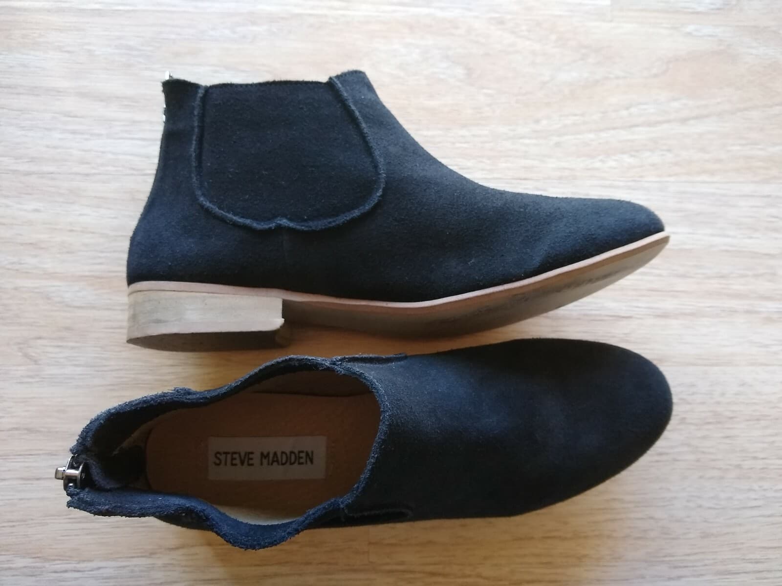 STEVE MADDEN Women Black Suede Ankle Boots Back-Zipper US8 - Thumbnail 8