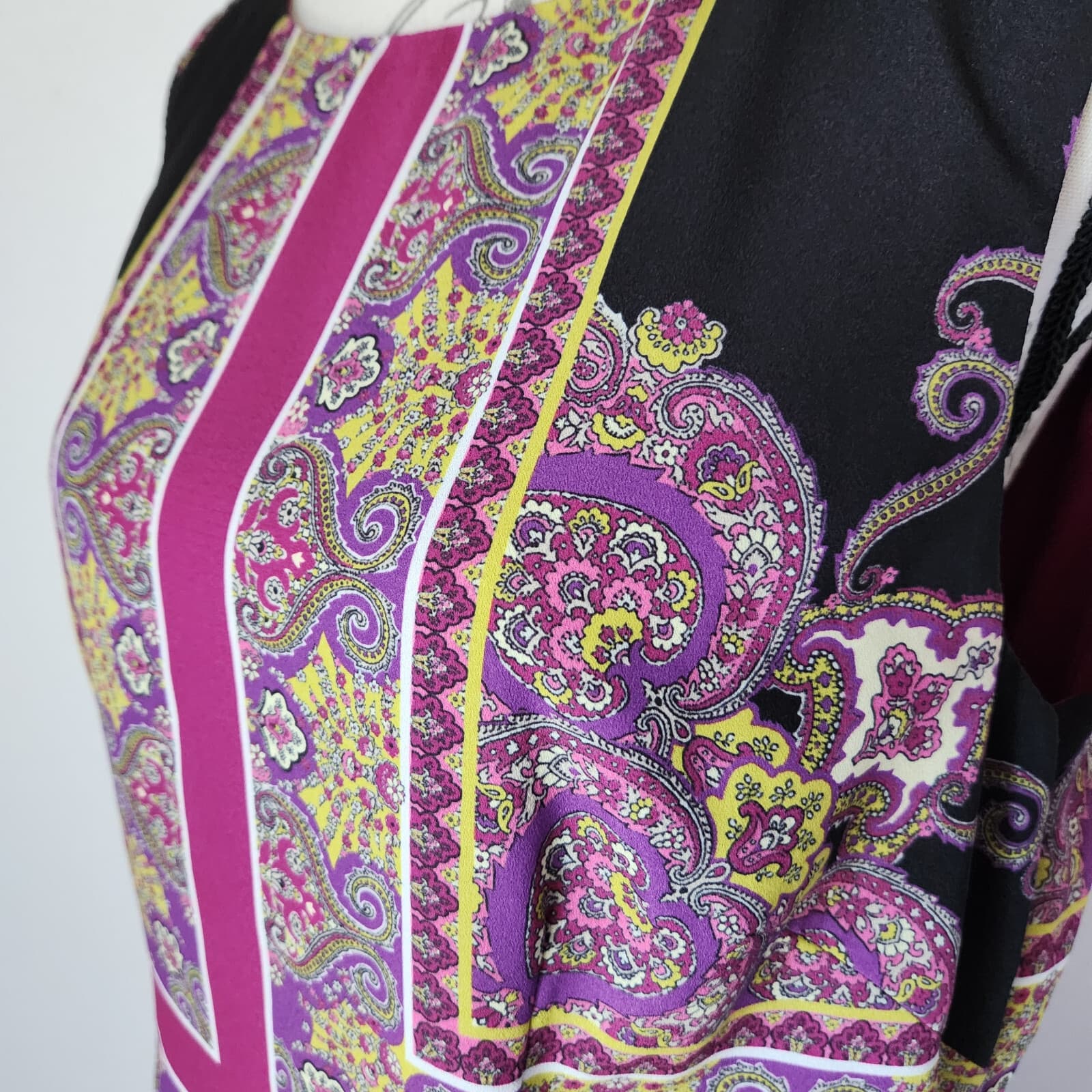 Adrianna Papell Paisley Party Cocktail Shift Dress Sleeveless Multicolor Sz.14 - Thumbnail 3