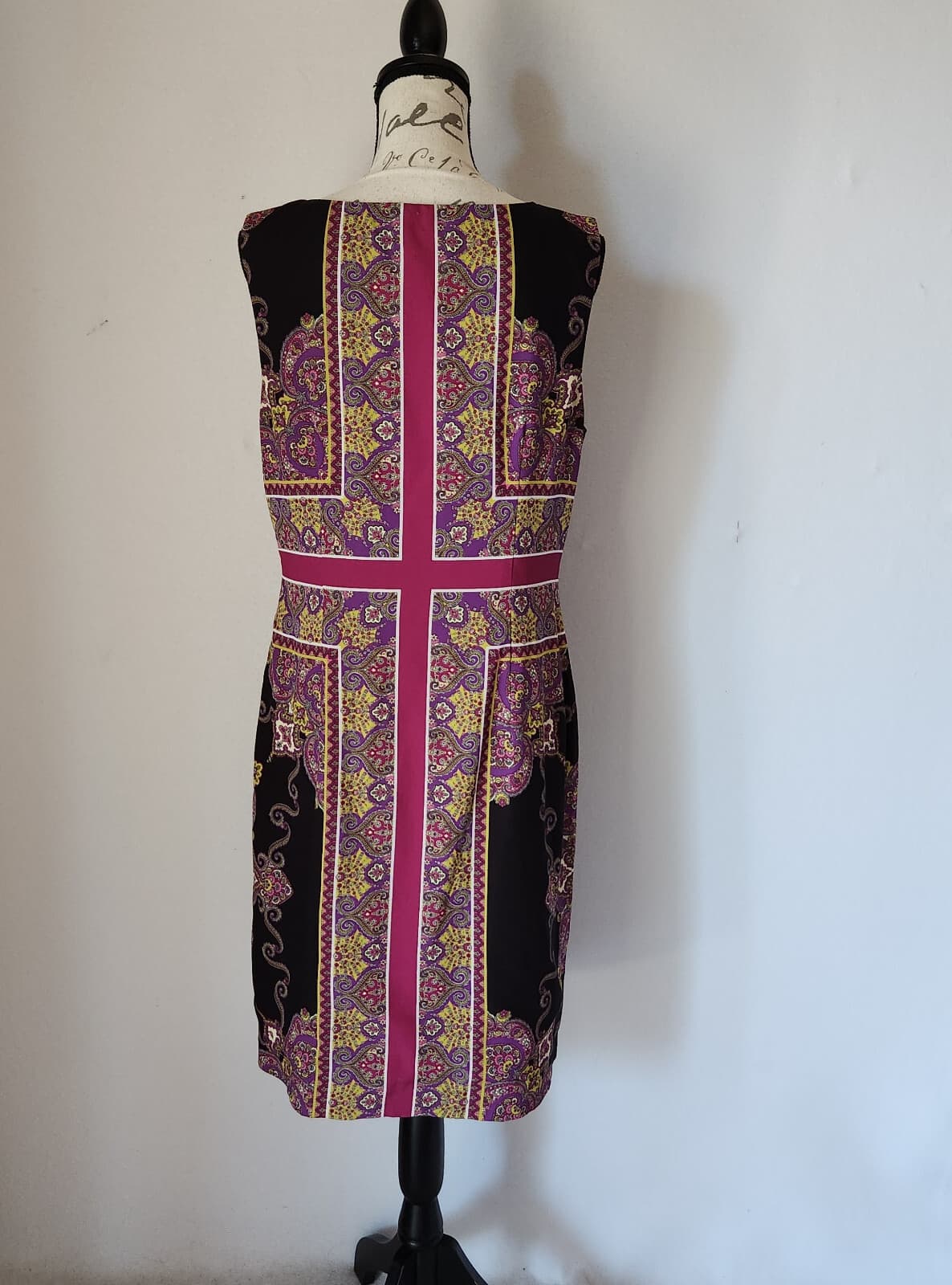 Adrianna Papell Paisley Party Cocktail Shift Dress Sleeveless Multicolor Sz.14 - Thumbnail 4