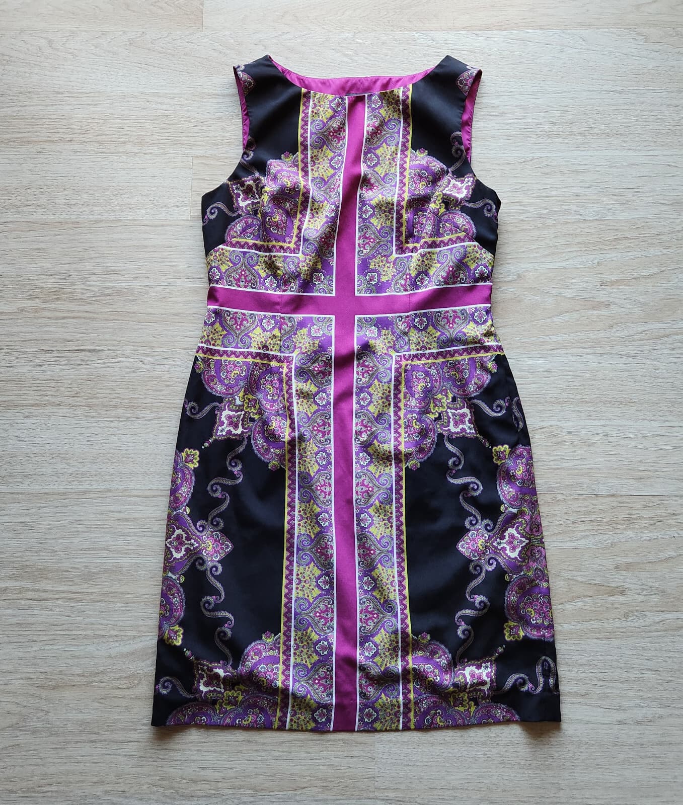 Adrianna Papell Paisley Party Cocktail Shift Dress Sleeveless Multicolor Sz.14 - Thumbnail 6