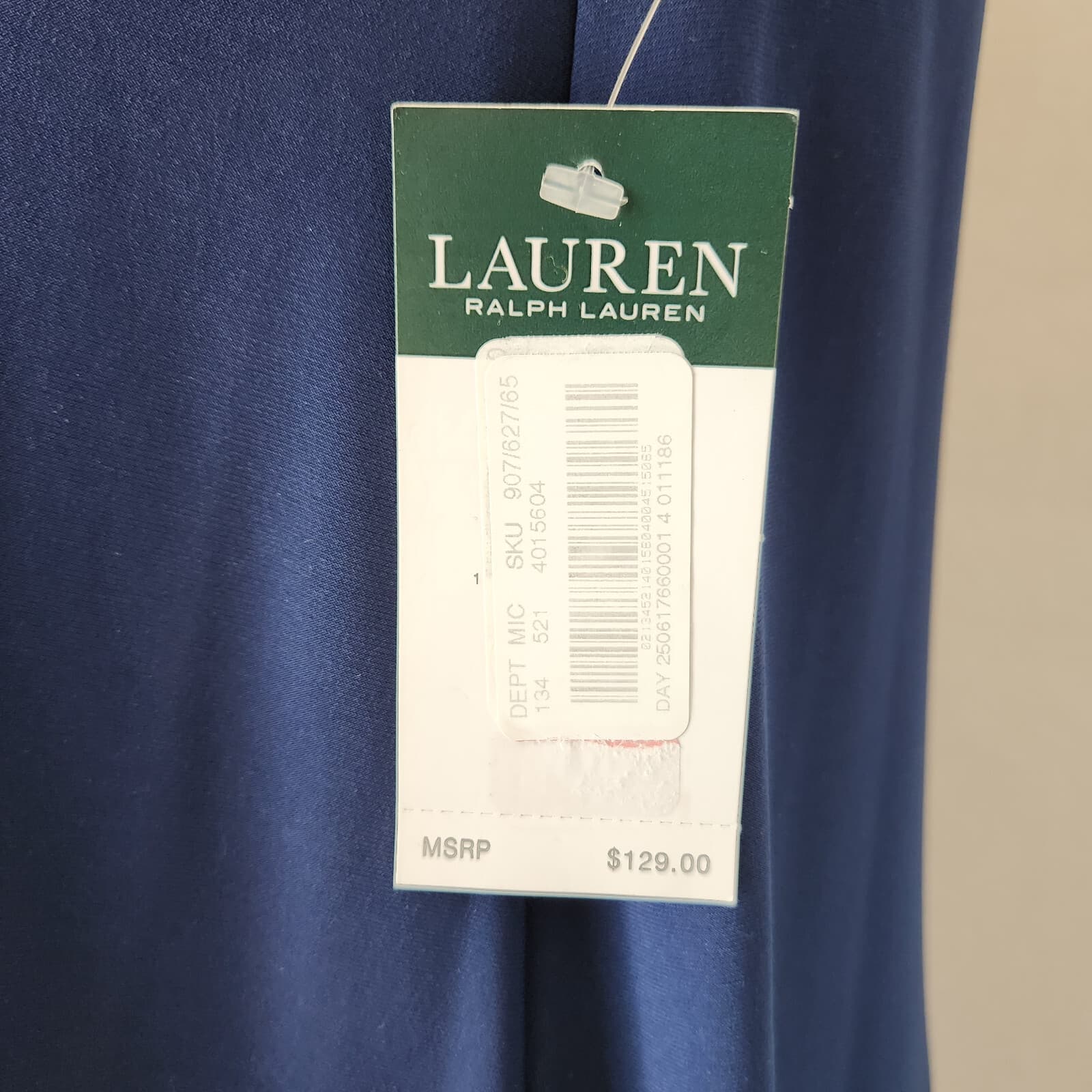 NWT Lauren Ralph Lauren $129 Jersey Swing Sleeveless Dress Leather Trim Navy 4 - Thumbnail 12