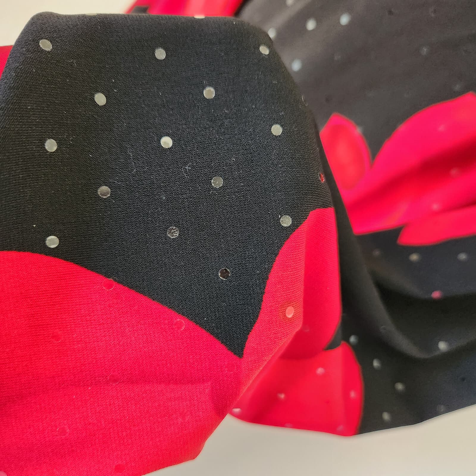 Clara Sun Woo Floral Jersey Surplice Cocktail Party Dress Stretch Red Black Sz.L - Thumbnail 4