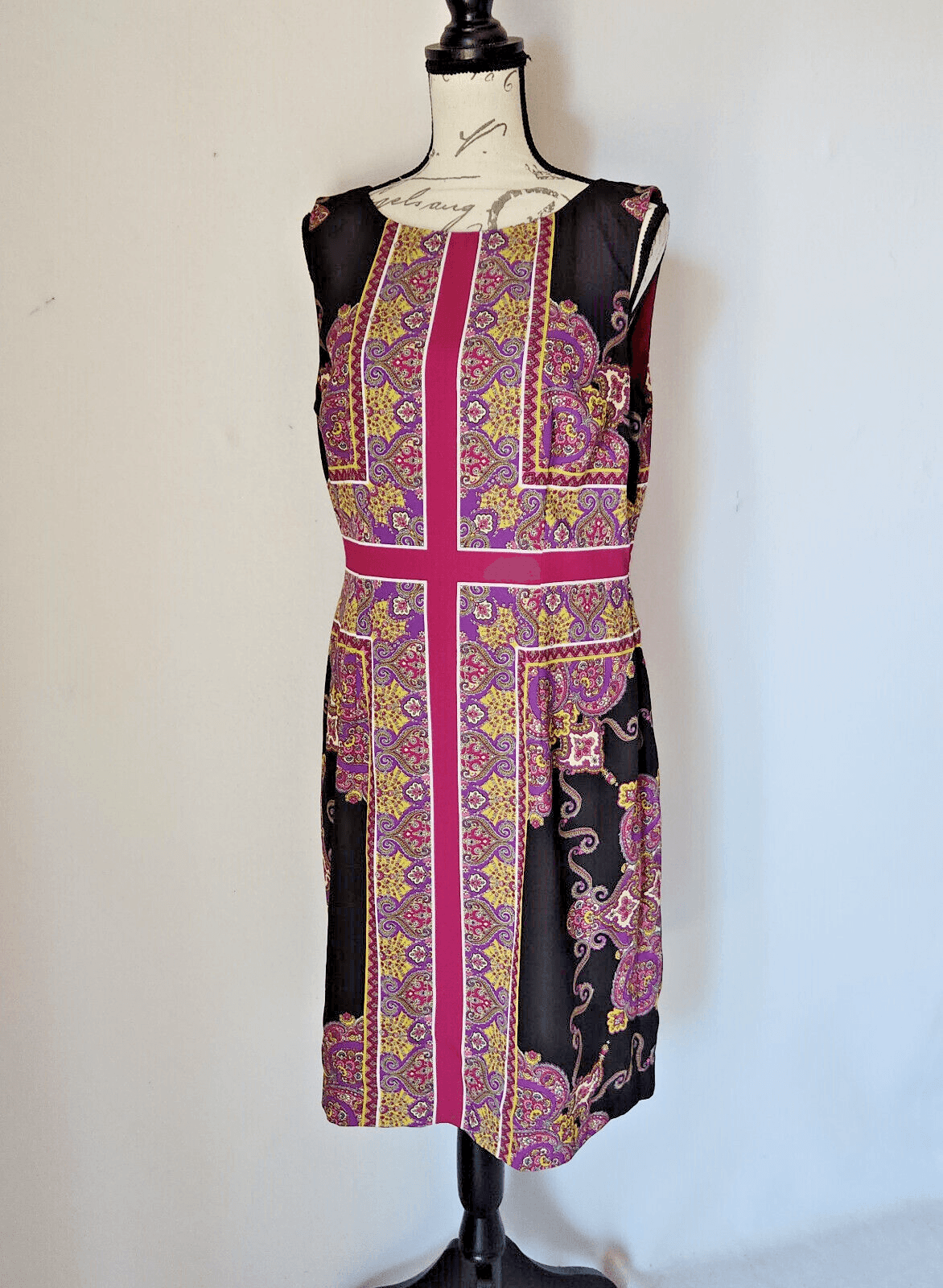 Adrianna Papell Paisley Party Cocktail Shift Dress Sleeveless Multicolor Sz.14 - Thumbnail 2